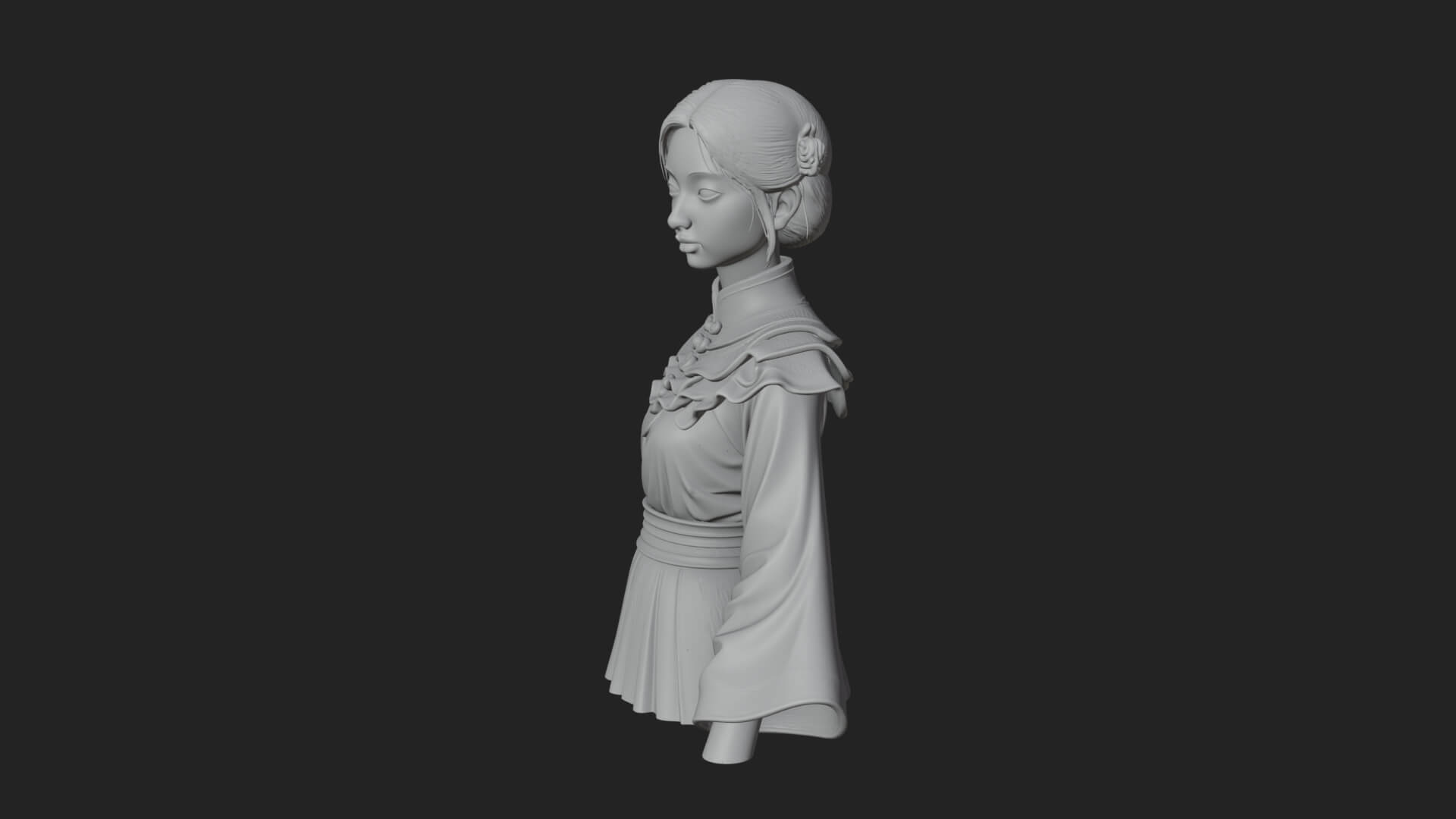 Hanfu Lady Standing Statue Design 12 3D Print Model 3D Model