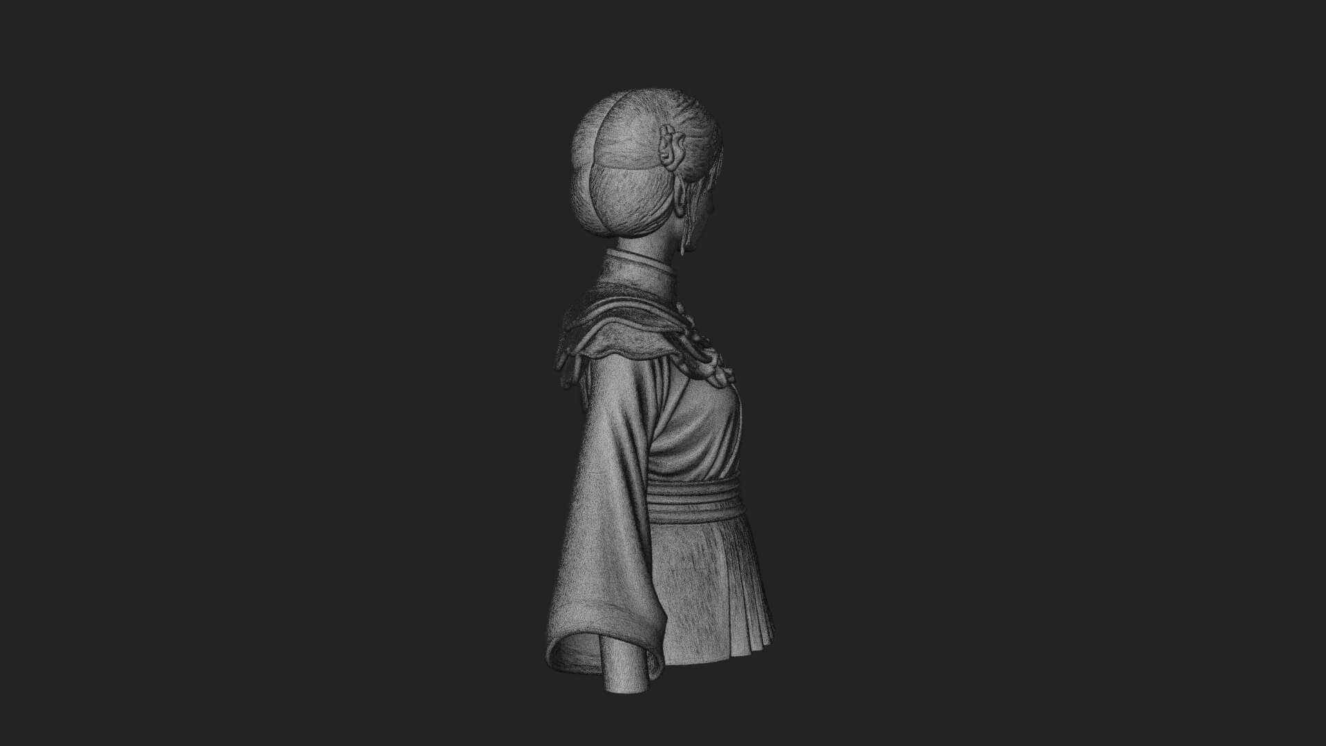 Hanfu Lady Standing Statue Design 12 3D Print Model 3D Model