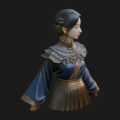 Hanfu Lady Standing Statue Design 12 3D Print Model