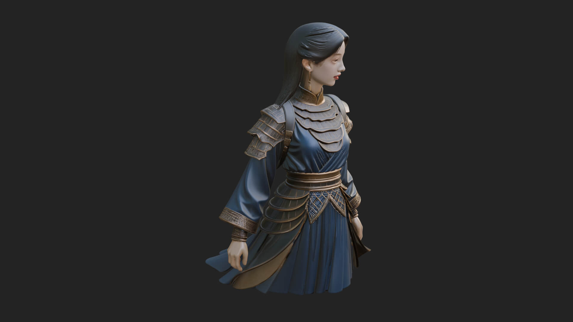 Hanfu Lady Standing Statue Design 13 3D Print Model 3D Model