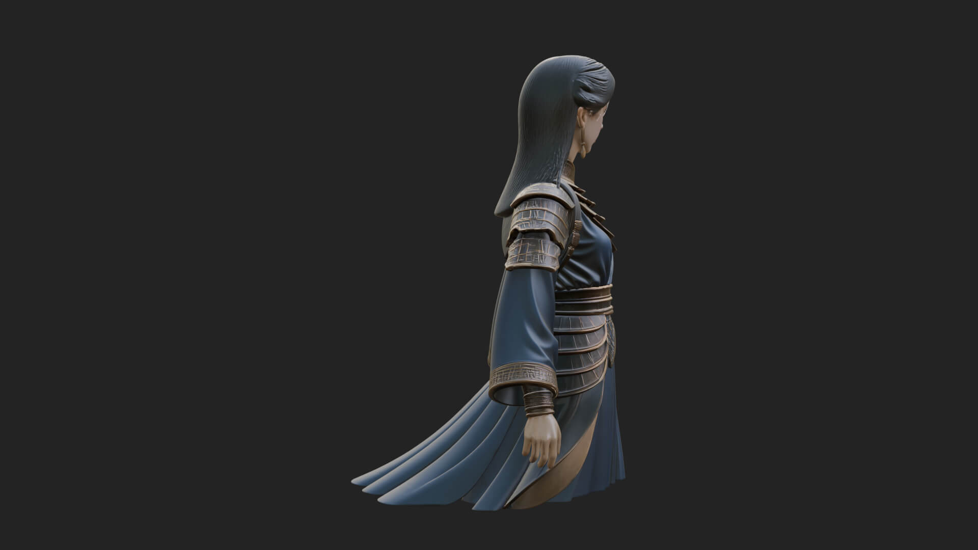Hanfu Lady Standing Statue Design 13 3D Print Model 3D Model
