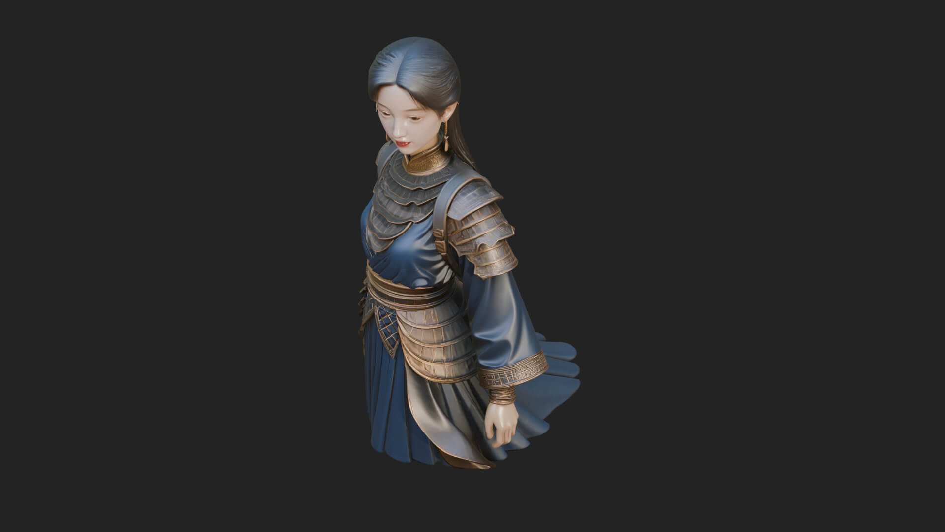 Hanfu Lady Standing Statue Design 13 3D Print Model 3D Model