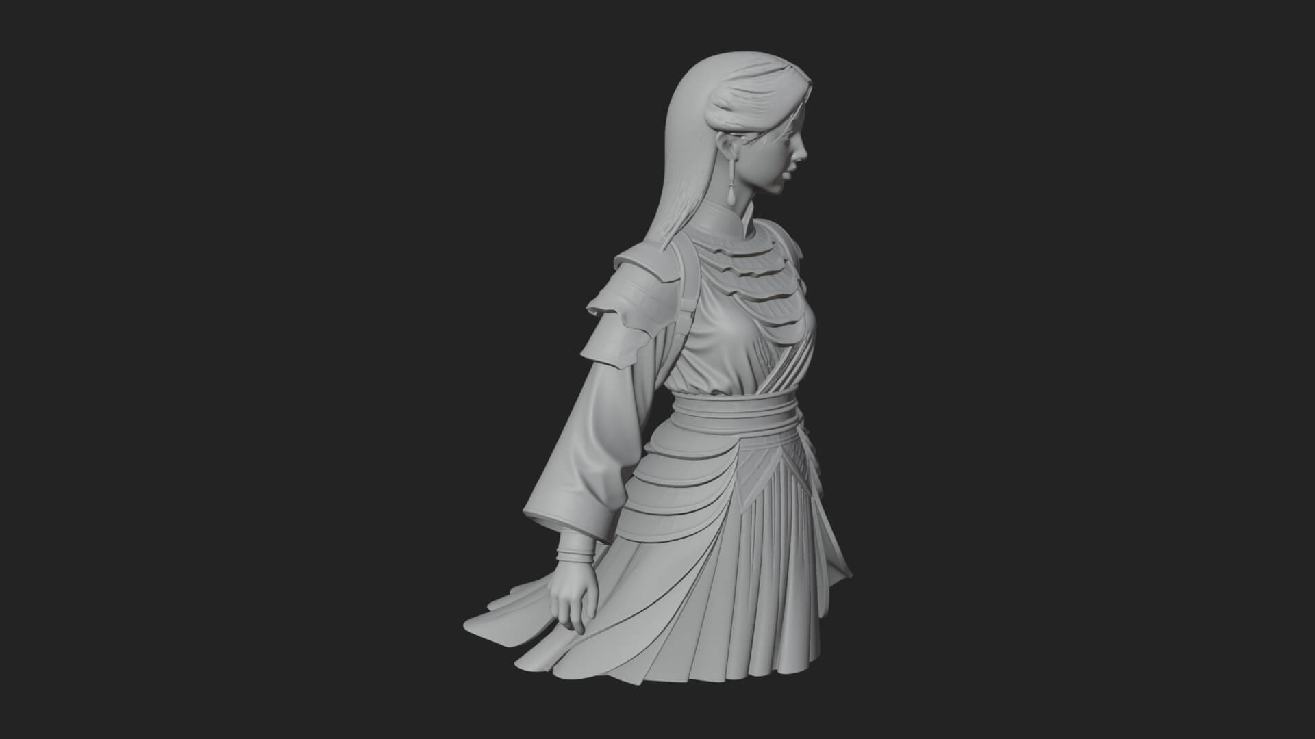 Hanfu Lady Standing Statue Design 13 3D Print Model 3D Model