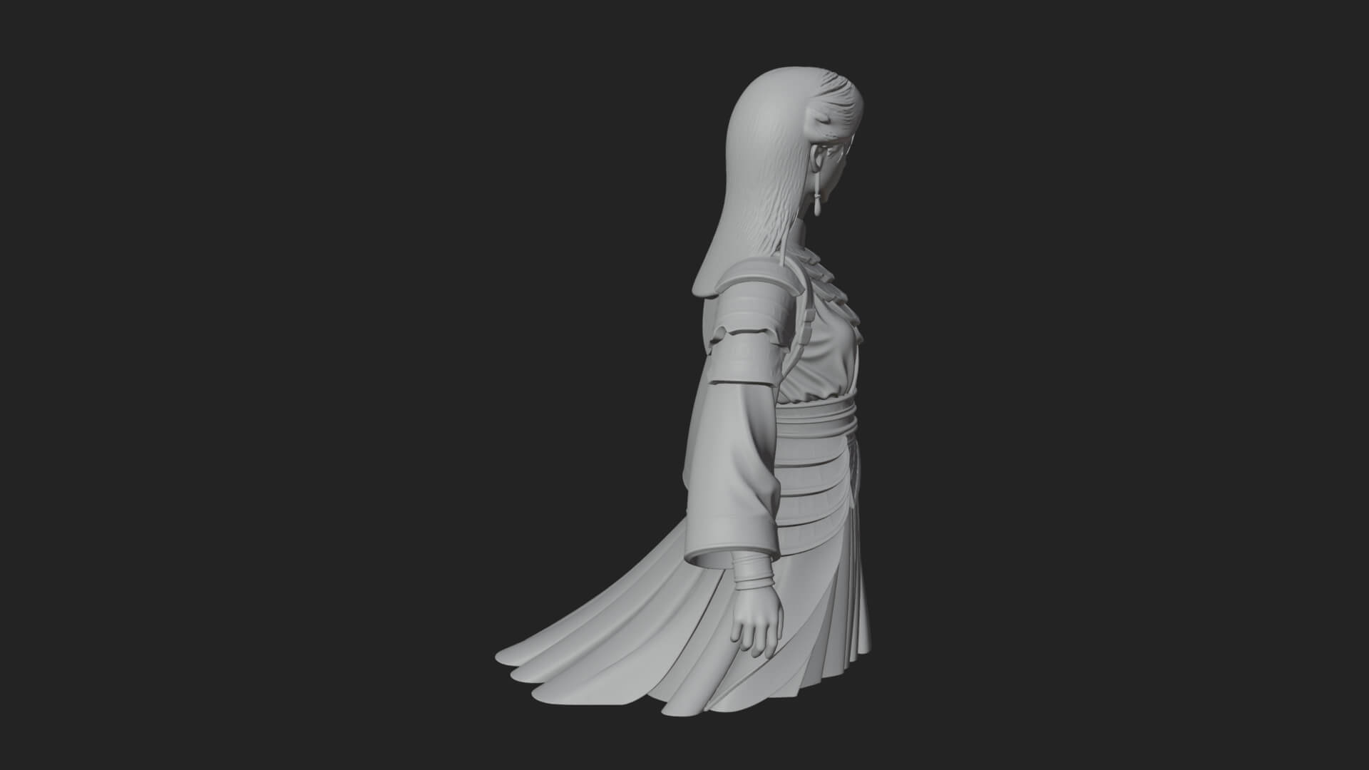 Hanfu Lady Standing Statue Design 13 3D Print Model 3D Model