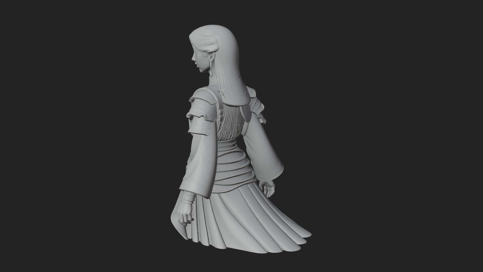 Hanfu Lady Standing Statue Design 13 3D Print Model 3D Model