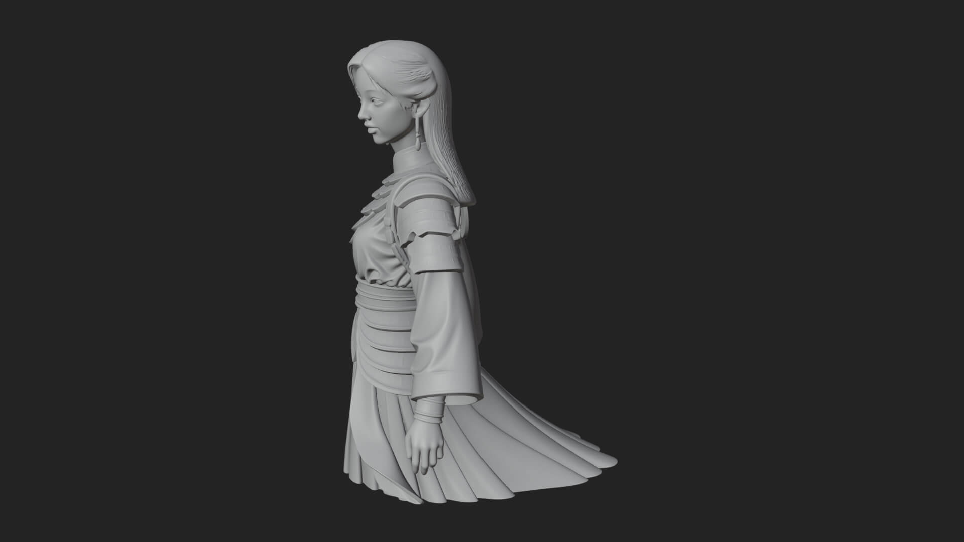 Hanfu Lady Standing Statue Design 13 3D Print Model 3D Model