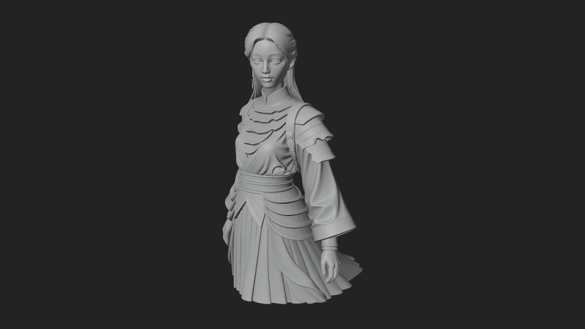 Hanfu Lady Standing Statue Design 13 3D Print Model 3D Model