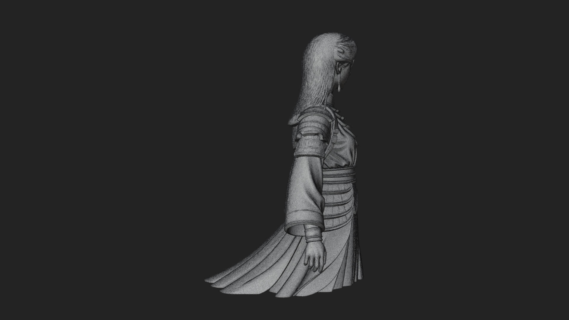 Hanfu Lady Standing Statue Design 13 3D Print Model 3D Model