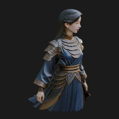 Hanfu Lady Standing Statue Design 13 3D Print Model