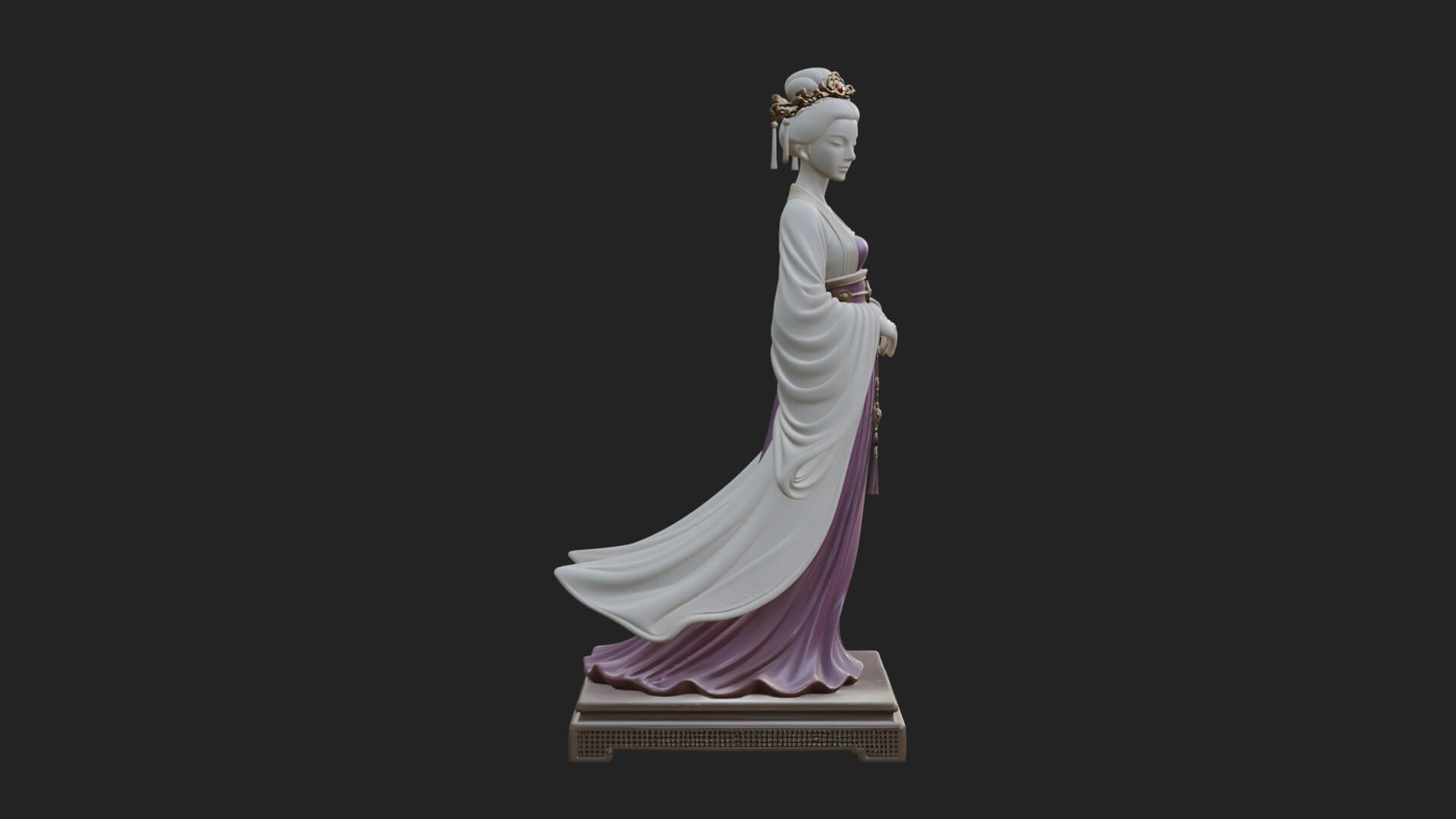 Hanfu Lady Standing Statue Design 2 3D Print Model 3D Model