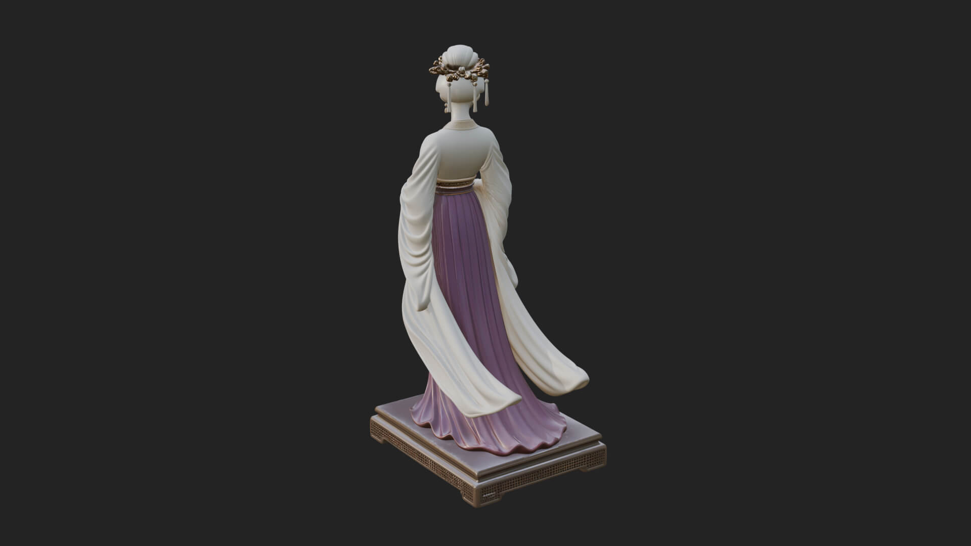 Hanfu Lady Standing Statue Design 2 3D Print Model 3D Model