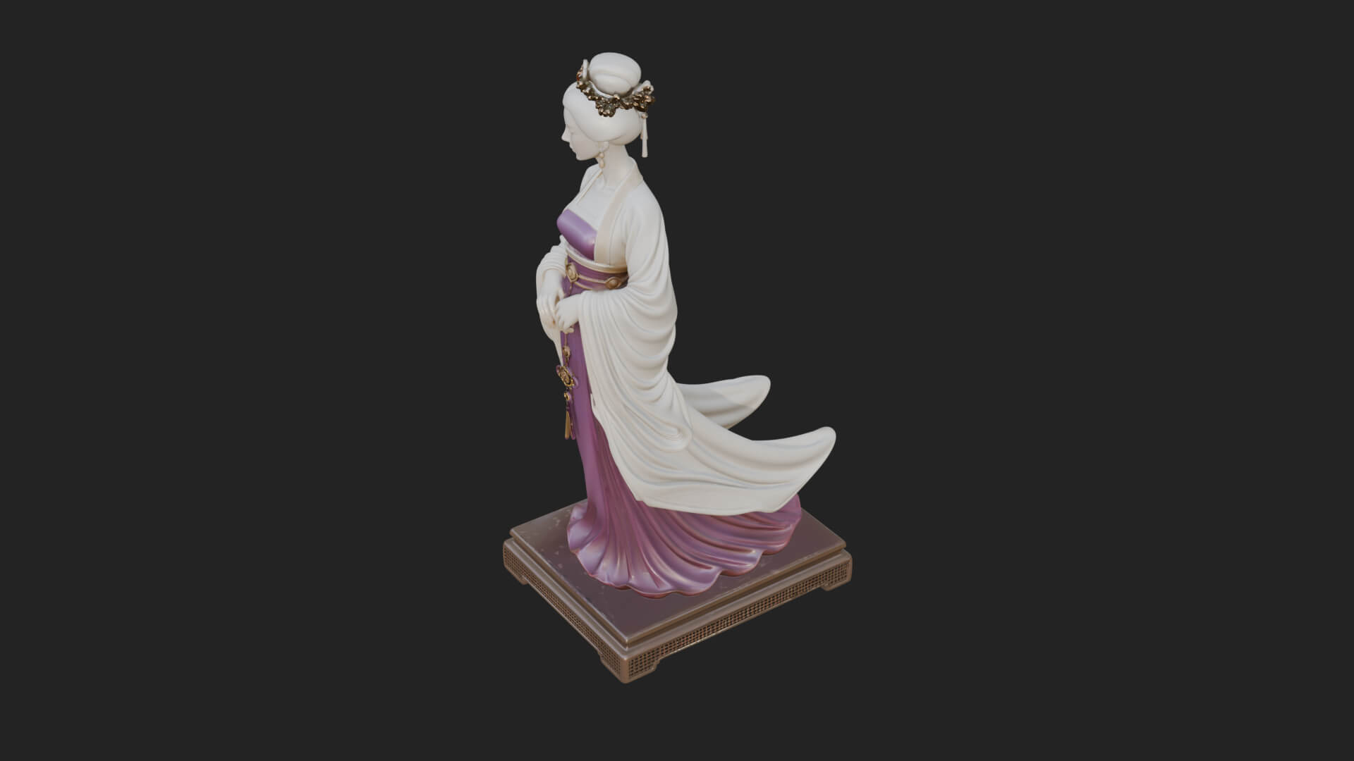 Hanfu Lady Standing Statue Design 2 3D Print Model 3D Model