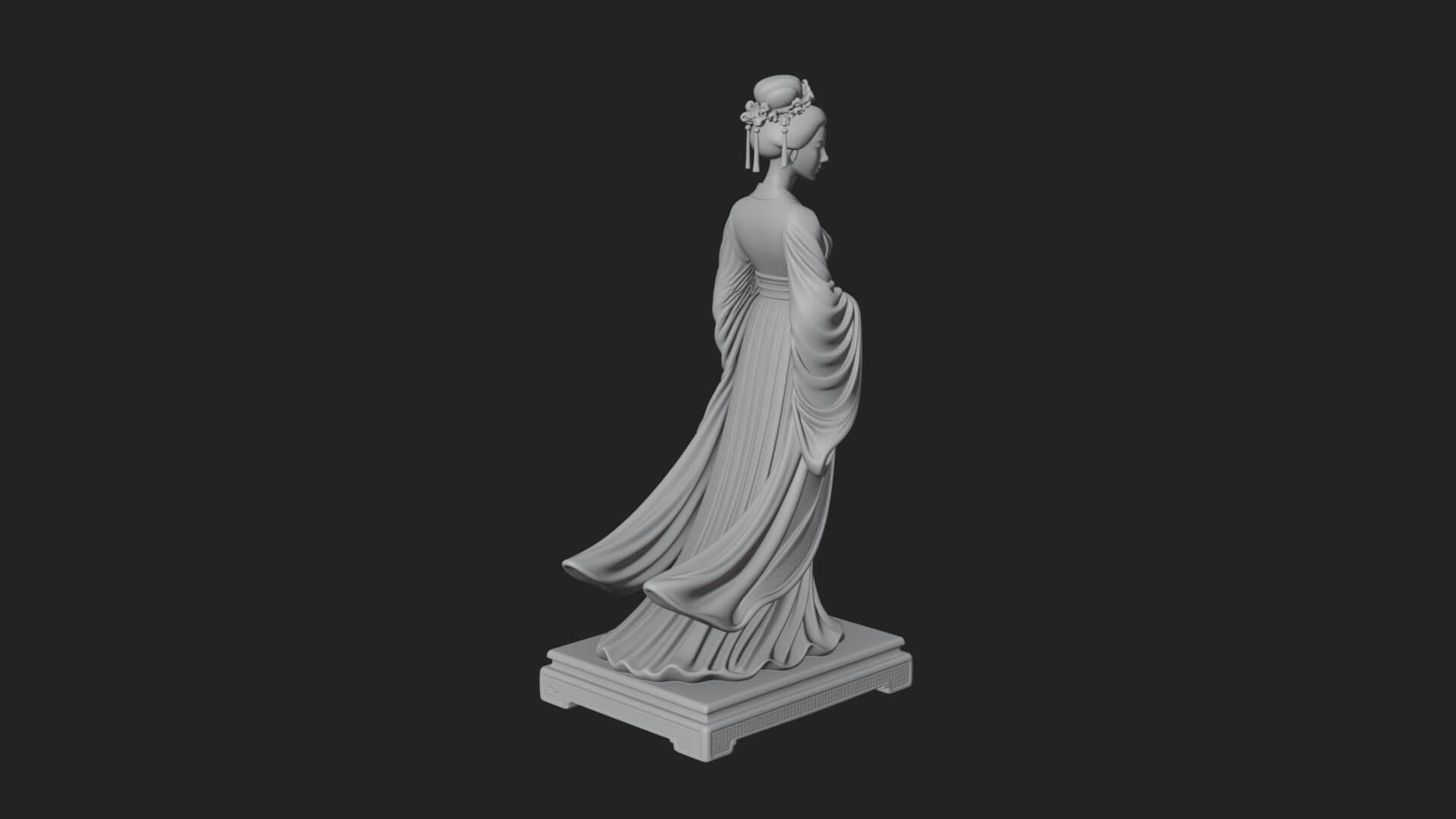 Hanfu Lady Standing Statue Design 2 3D Print Model 3D Model