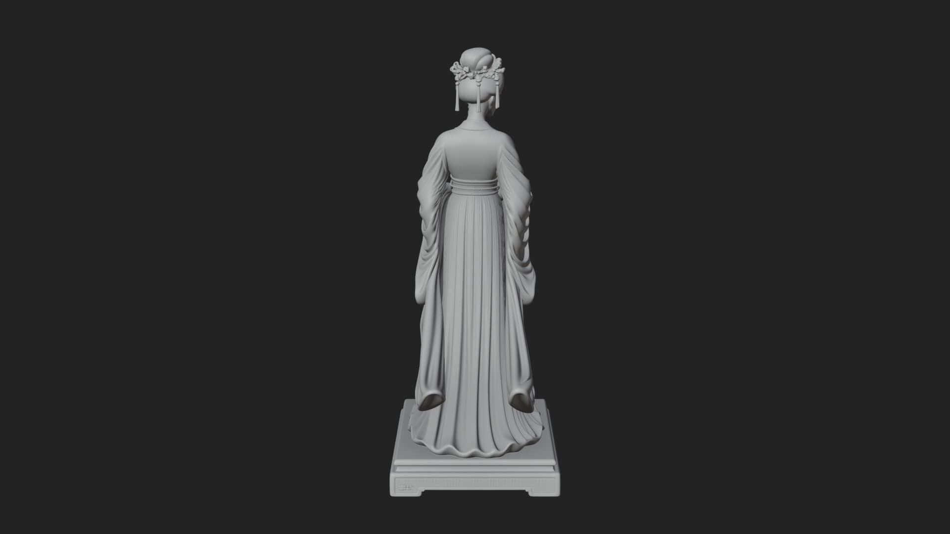 Hanfu Lady Standing Statue Design 2 3D Print Model 3D Model