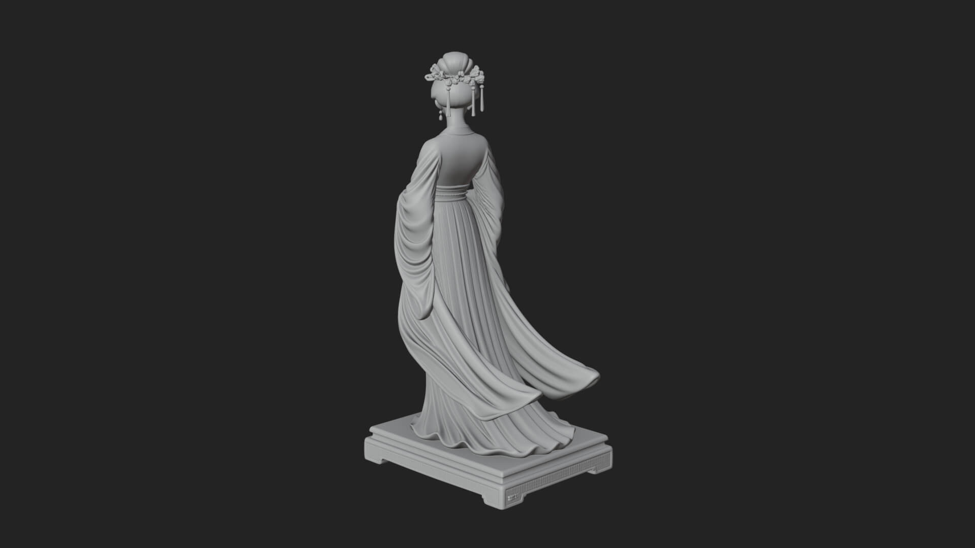 Hanfu Lady Standing Statue Design 2 3D Print Model 3D Model