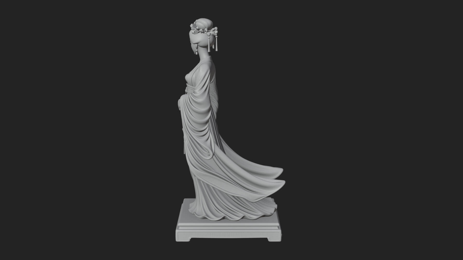 Hanfu Lady Standing Statue Design 2 3D Print Model 3D Model