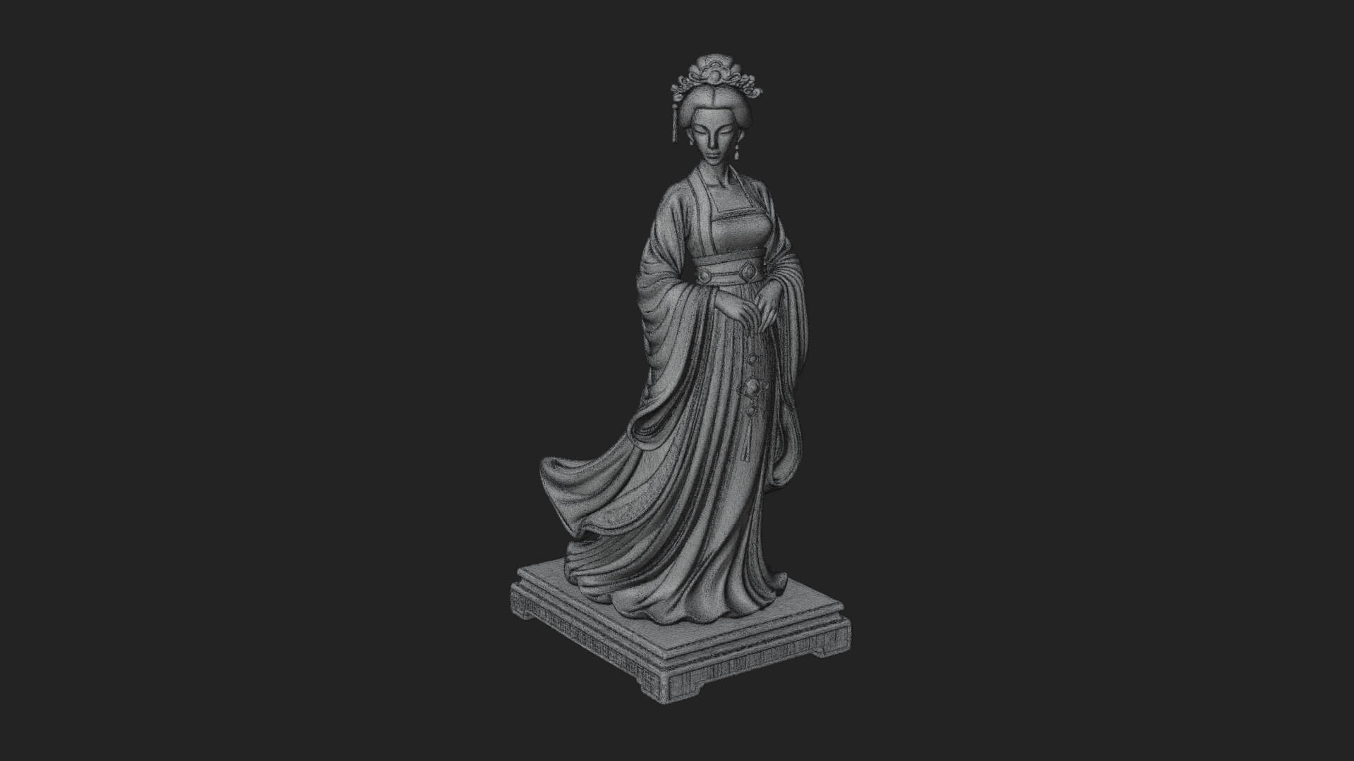 Hanfu Lady Standing Statue Design 2 3D Print Model 3D Model
