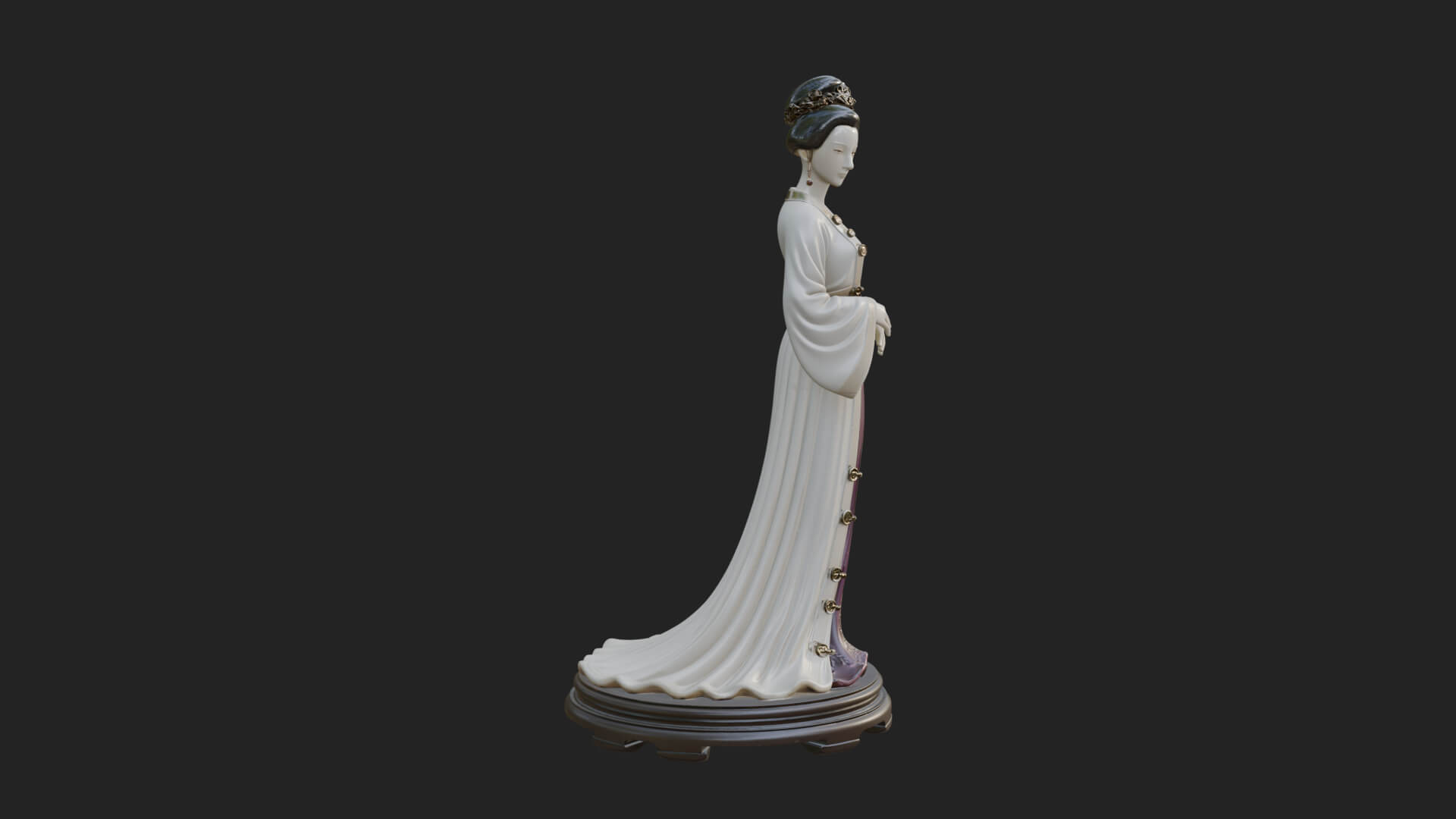 Hanfu Lady Standing Statue Design 3 3D Print Model 3D Model