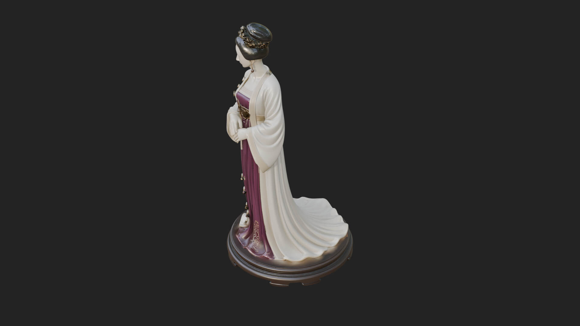 Hanfu Lady Standing Statue Design 3 3D Print Model 3D Model