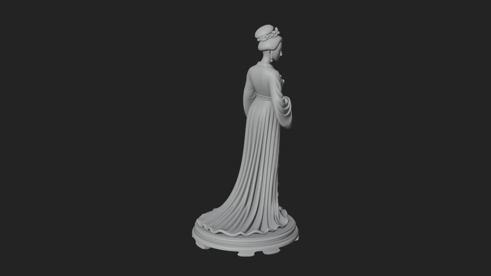 Hanfu Lady Standing Statue Design 3 3D Print Model 3D Model