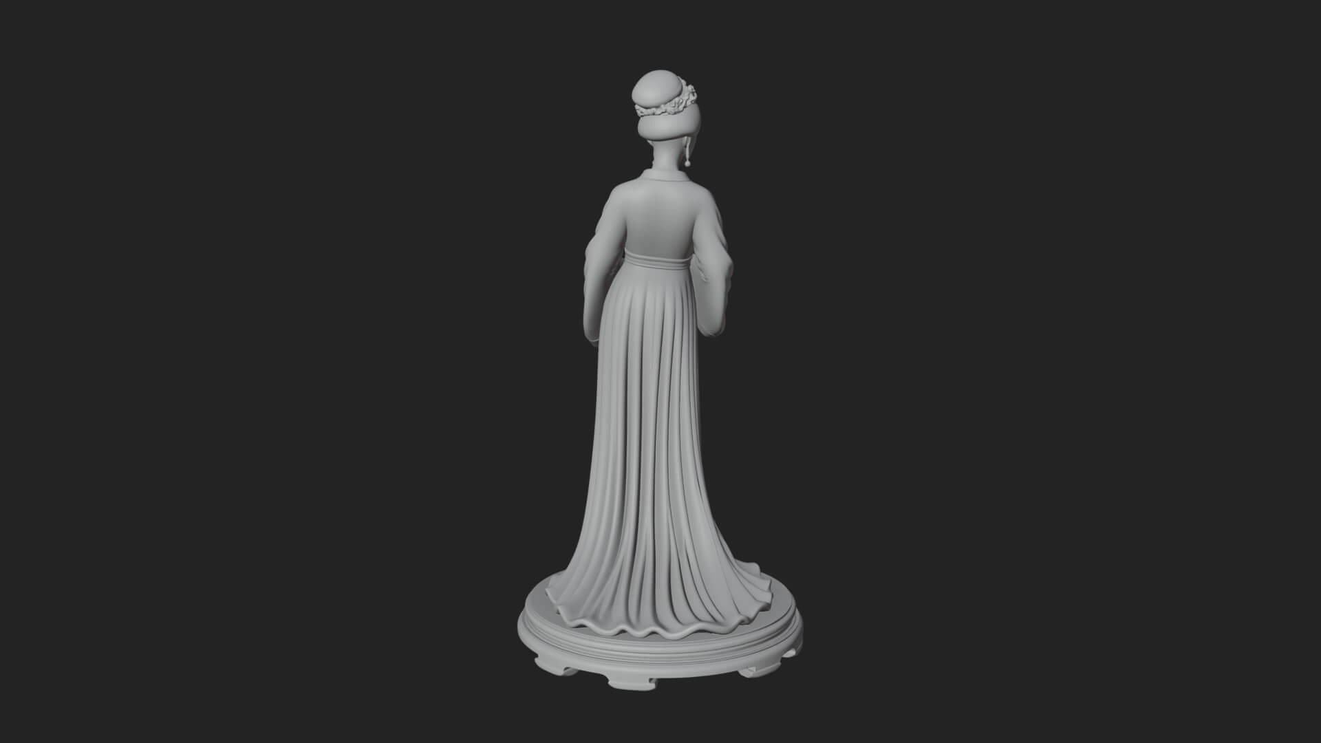Hanfu Lady Standing Statue Design 3 3D Print Model 3D Model