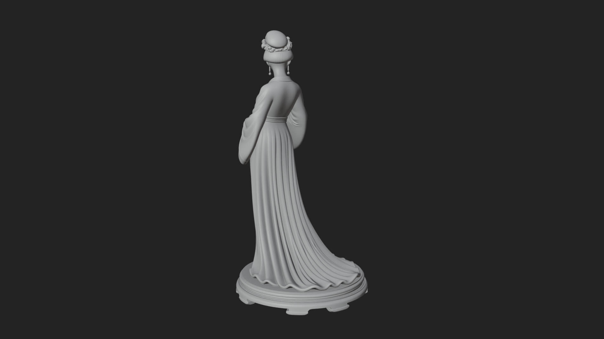 Hanfu Lady Standing Statue Design 3 3D Print Model 3D Model
