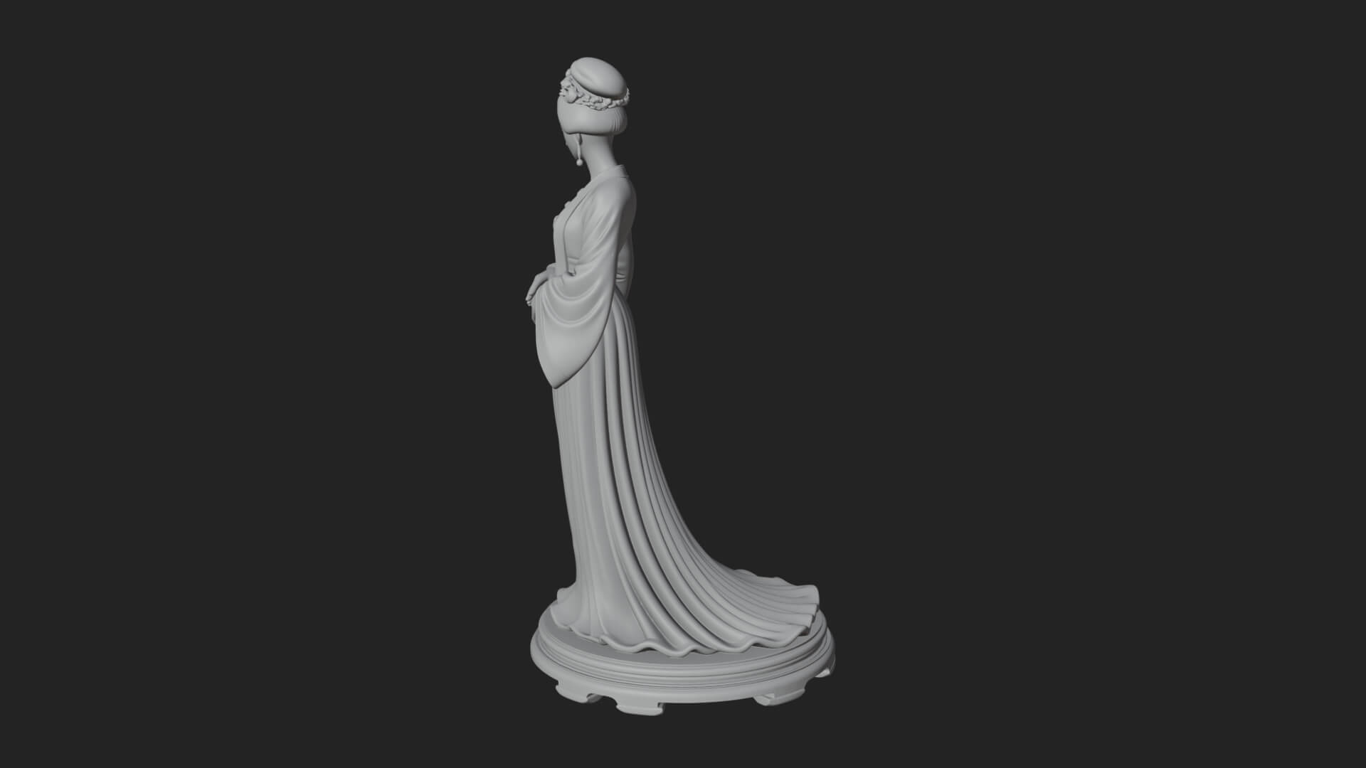 Hanfu Lady Standing Statue Design 3 3D Print Model 3D Model