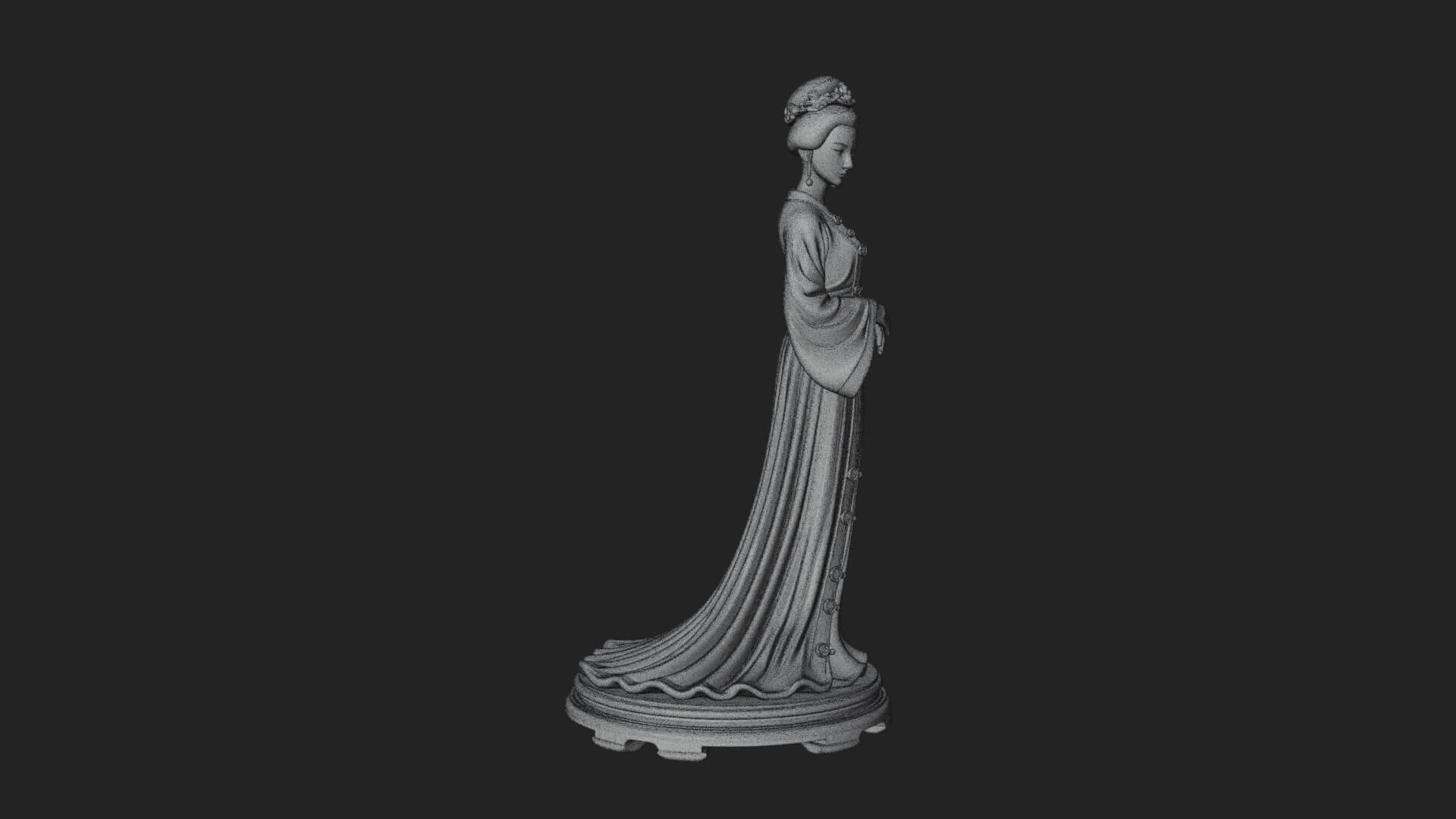 Hanfu Lady Standing Statue Design 3 3D Print Model 3D Model