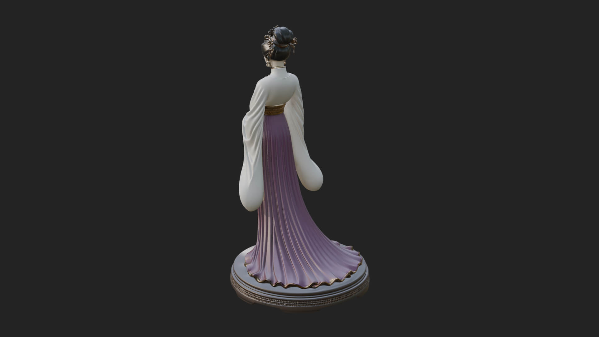 Hanfu Lady Standing Statue Design 4 3D Print Model 3D Model