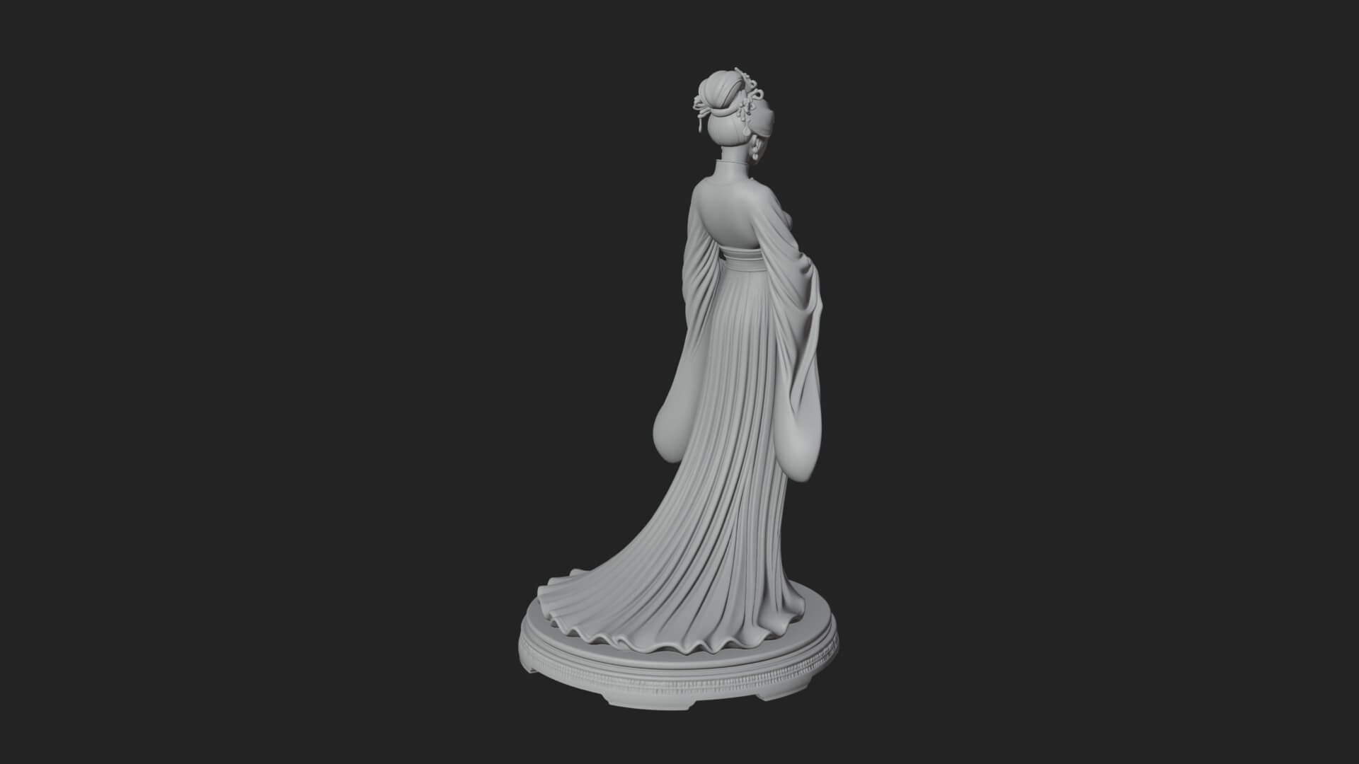 Hanfu Lady Standing Statue Design 4 3D Print Model 3D Model