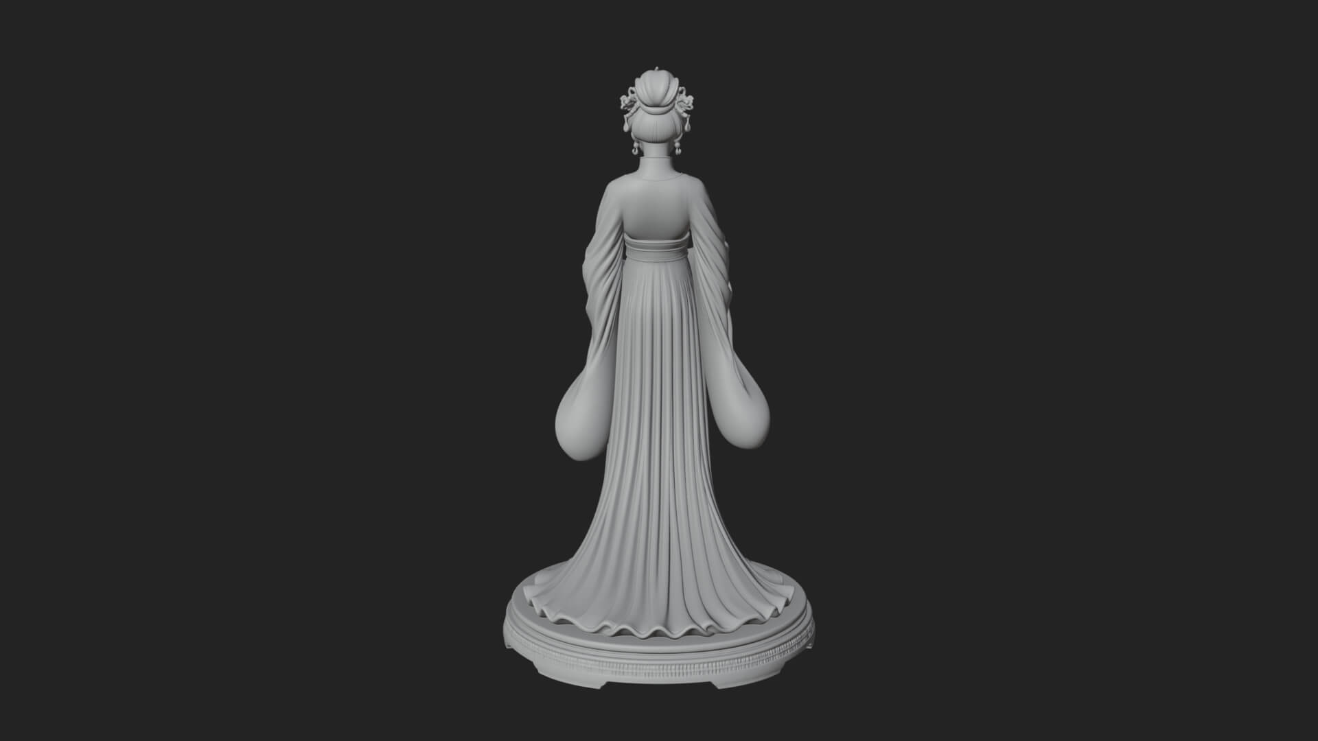 Hanfu Lady Standing Statue Design 4 3D Print Model 3D Model