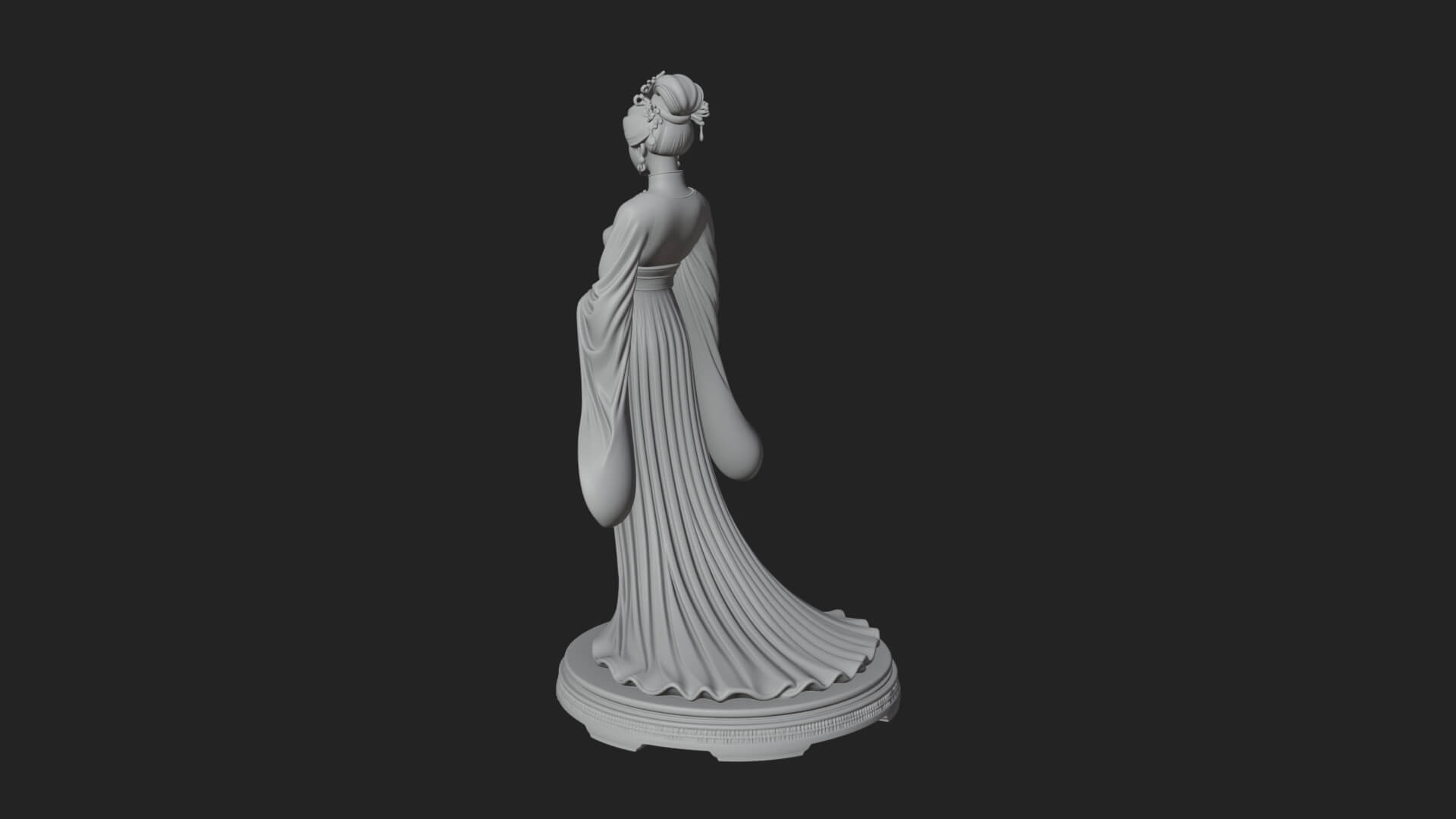 Hanfu Lady Standing Statue Design 4 3D Print Model 3D Model
