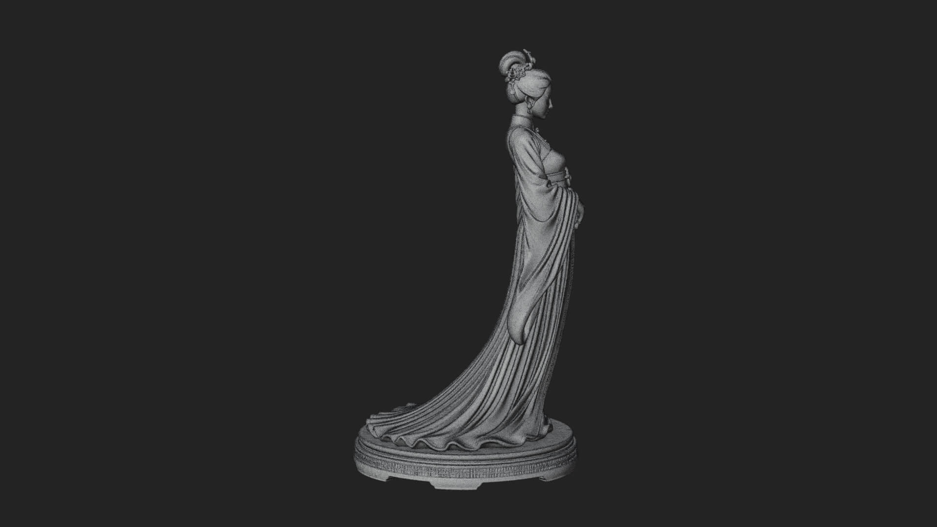 Hanfu Lady Standing Statue Design 4 3D Print Model 3D Model