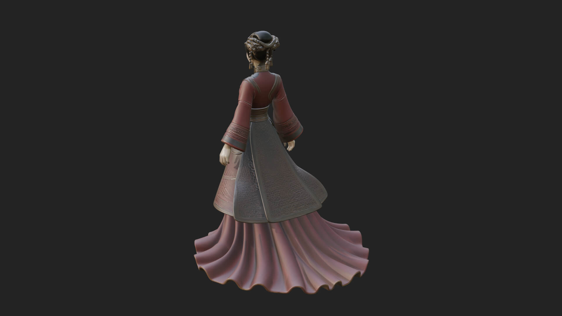 Hanfu Lady Standing Statue Design 5 3D Print Model 3D Model