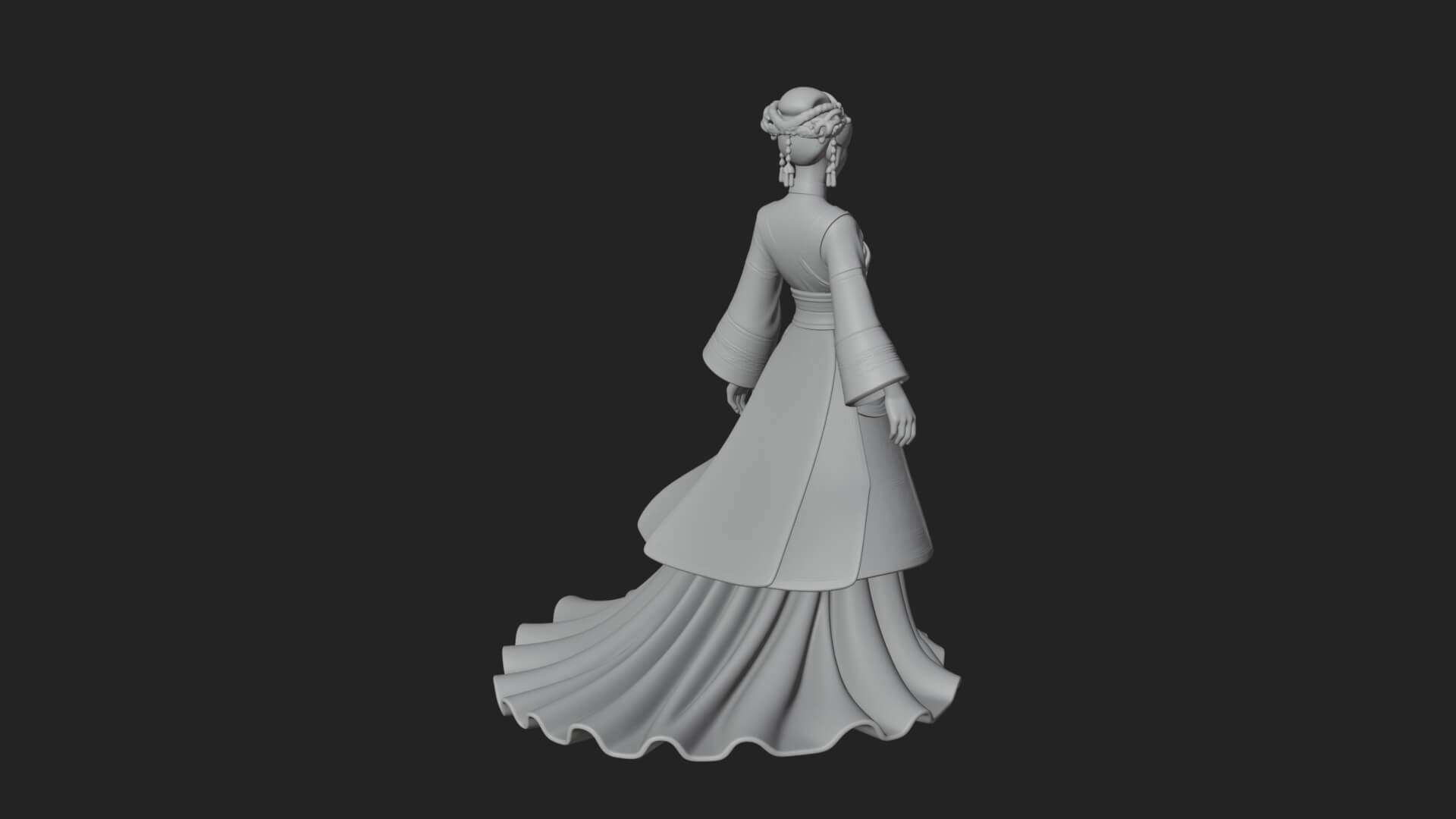 Hanfu Lady Standing Statue Design 5 3D Print Model 3D Model