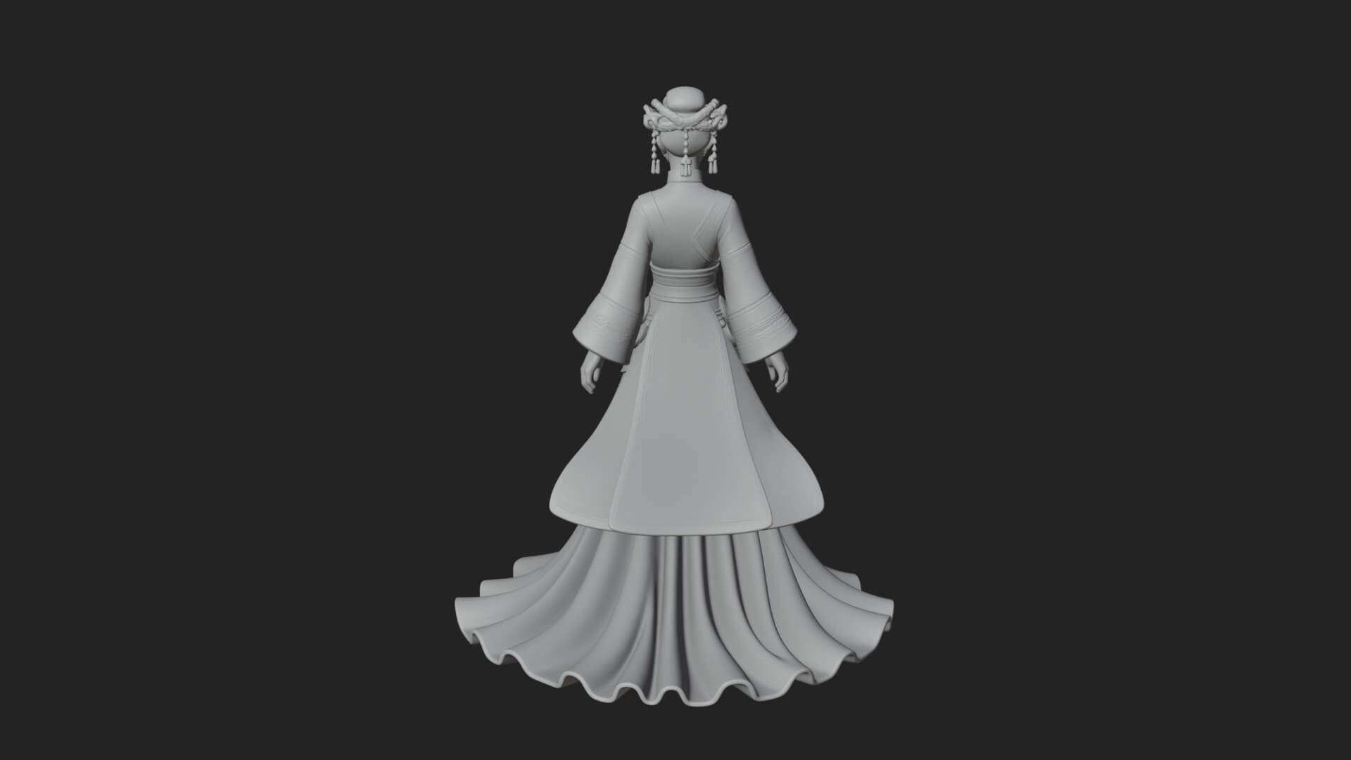 Hanfu Lady Standing Statue Design 5 3D Print Model 3D Model