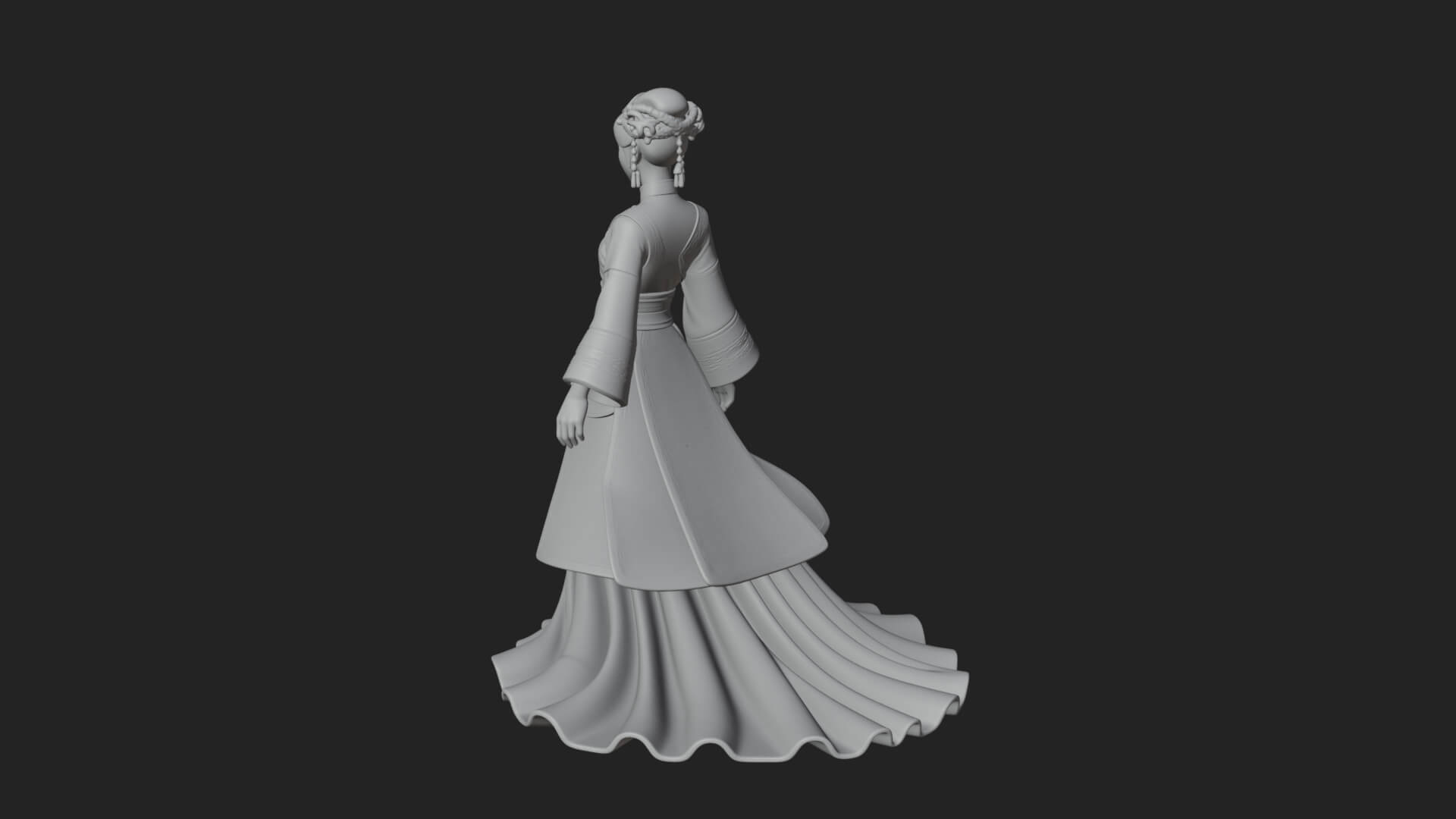 Hanfu Lady Standing Statue Design 5 3D Print Model 3D Model