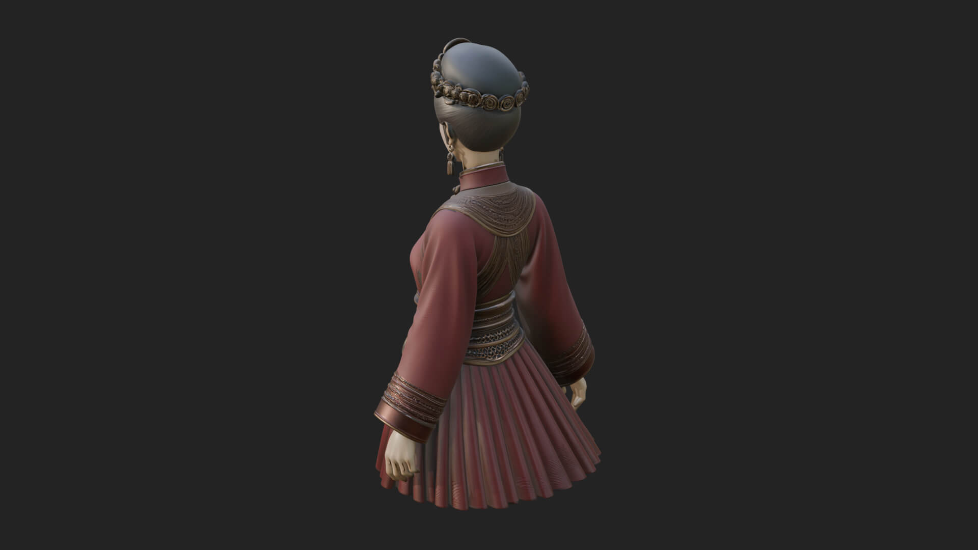 Hanfu Lady Standing Statue Design 6 3D Print Model 3D Model