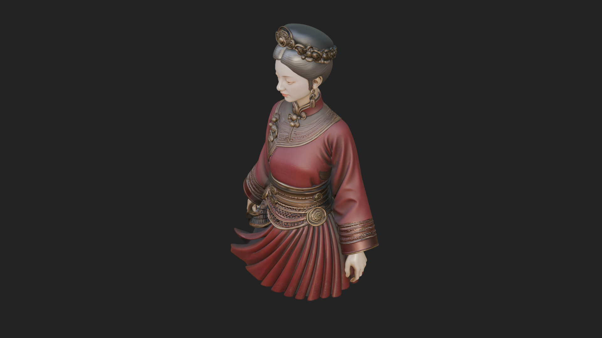 Hanfu Lady Standing Statue Design 6 3D Print Model 3D Model