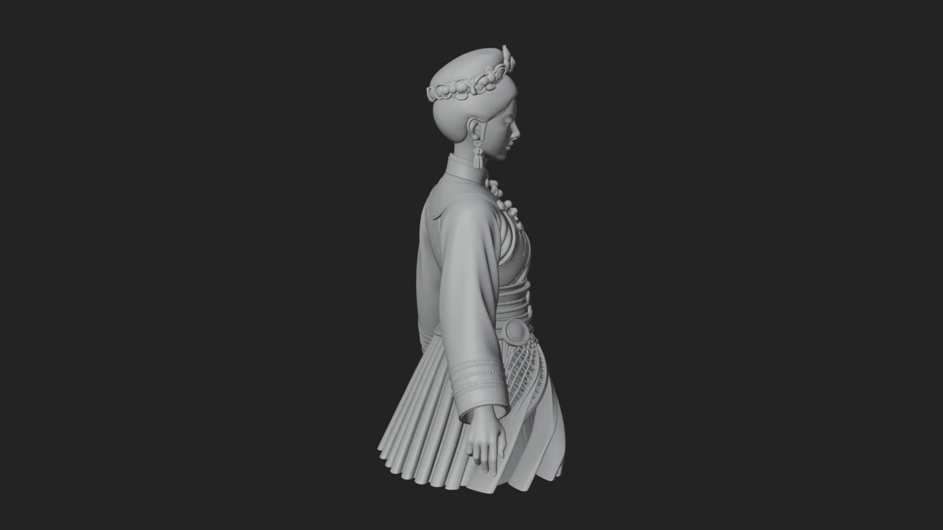 Hanfu Lady Standing Statue Design 6 3D Print Model 3D Model