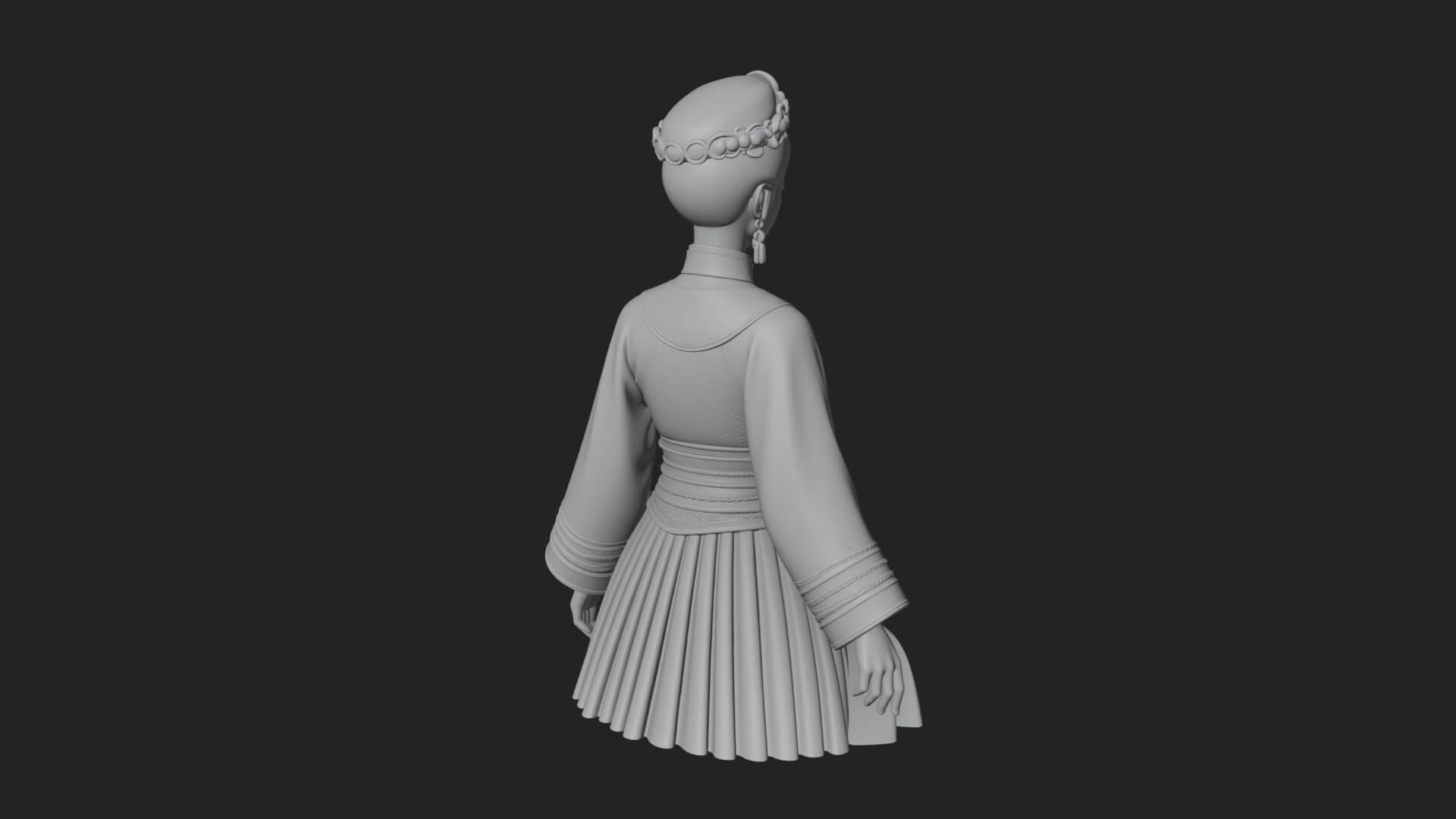 Hanfu Lady Standing Statue Design 6 3D Print Model 3D Model