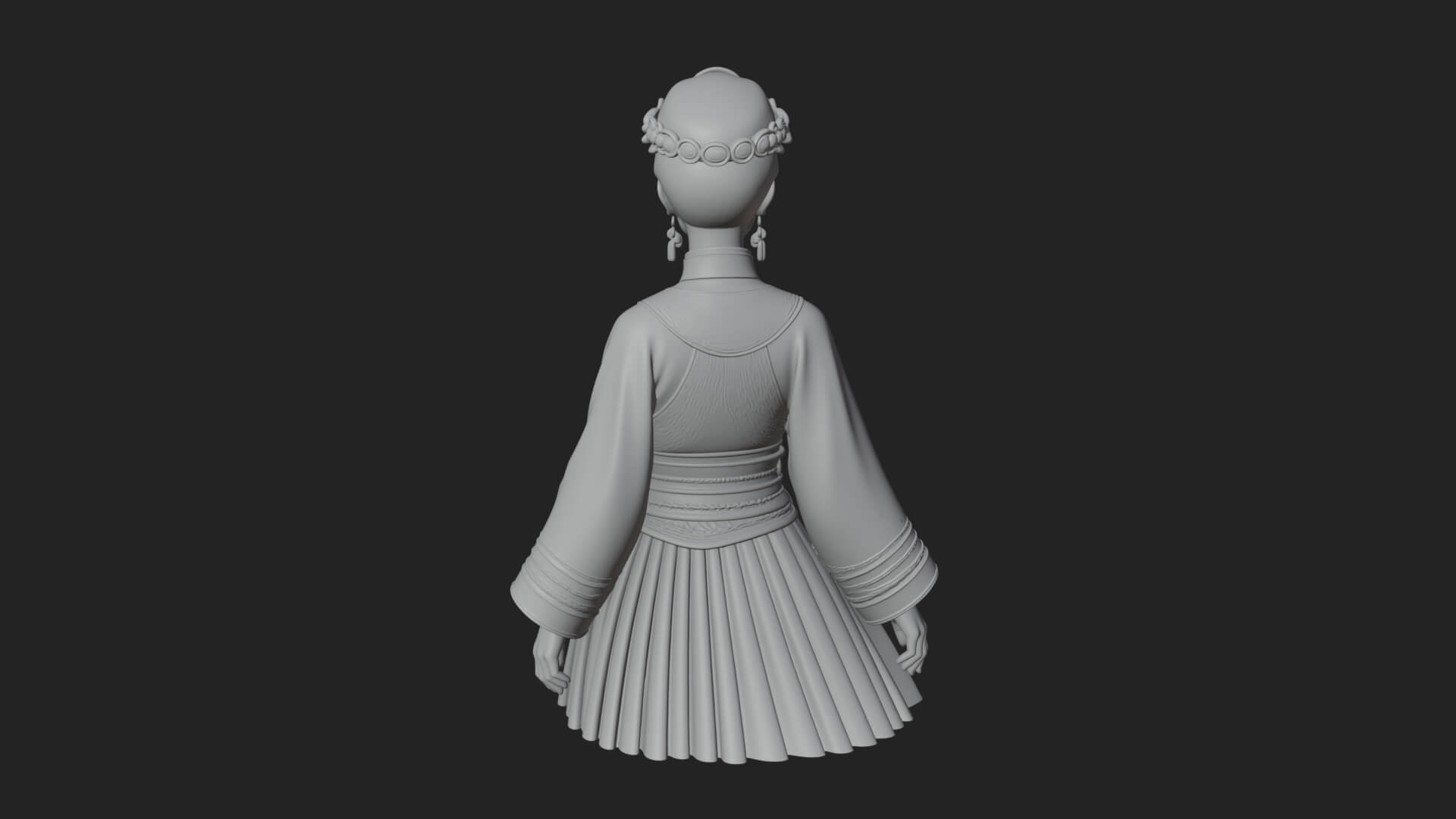 Hanfu Lady Standing Statue Design 6 3D Print Model 3D Model