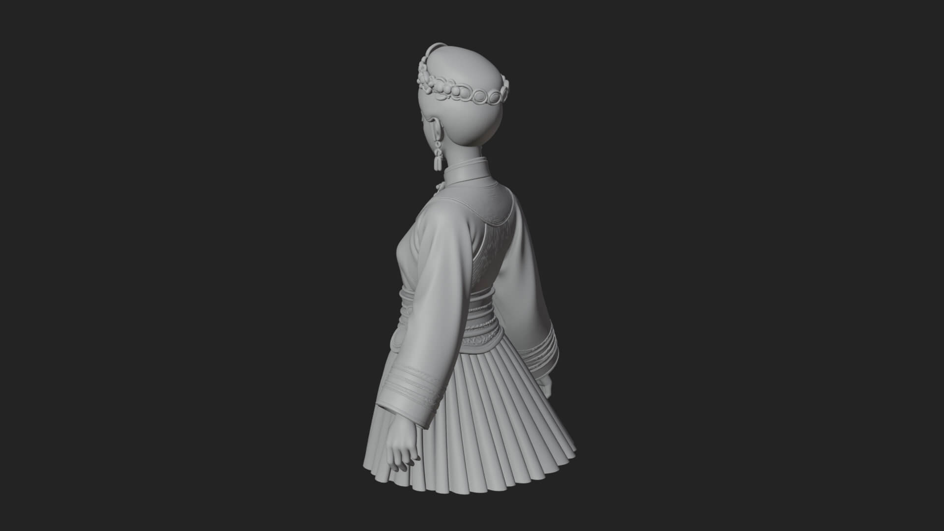 Hanfu Lady Standing Statue Design 6 3D Print Model 3D Model