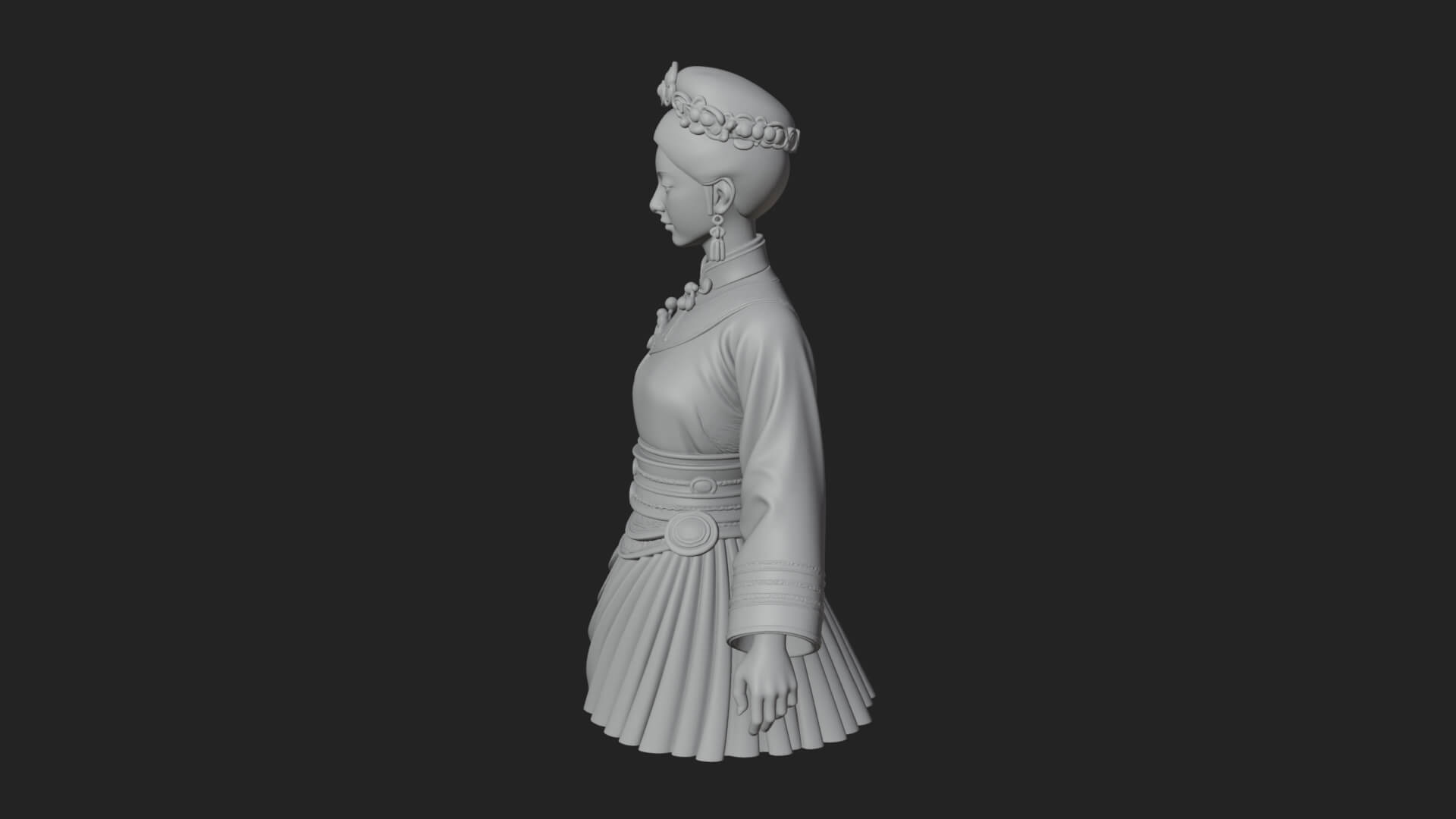 Hanfu Lady Standing Statue Design 6 3D Print Model 3D Model