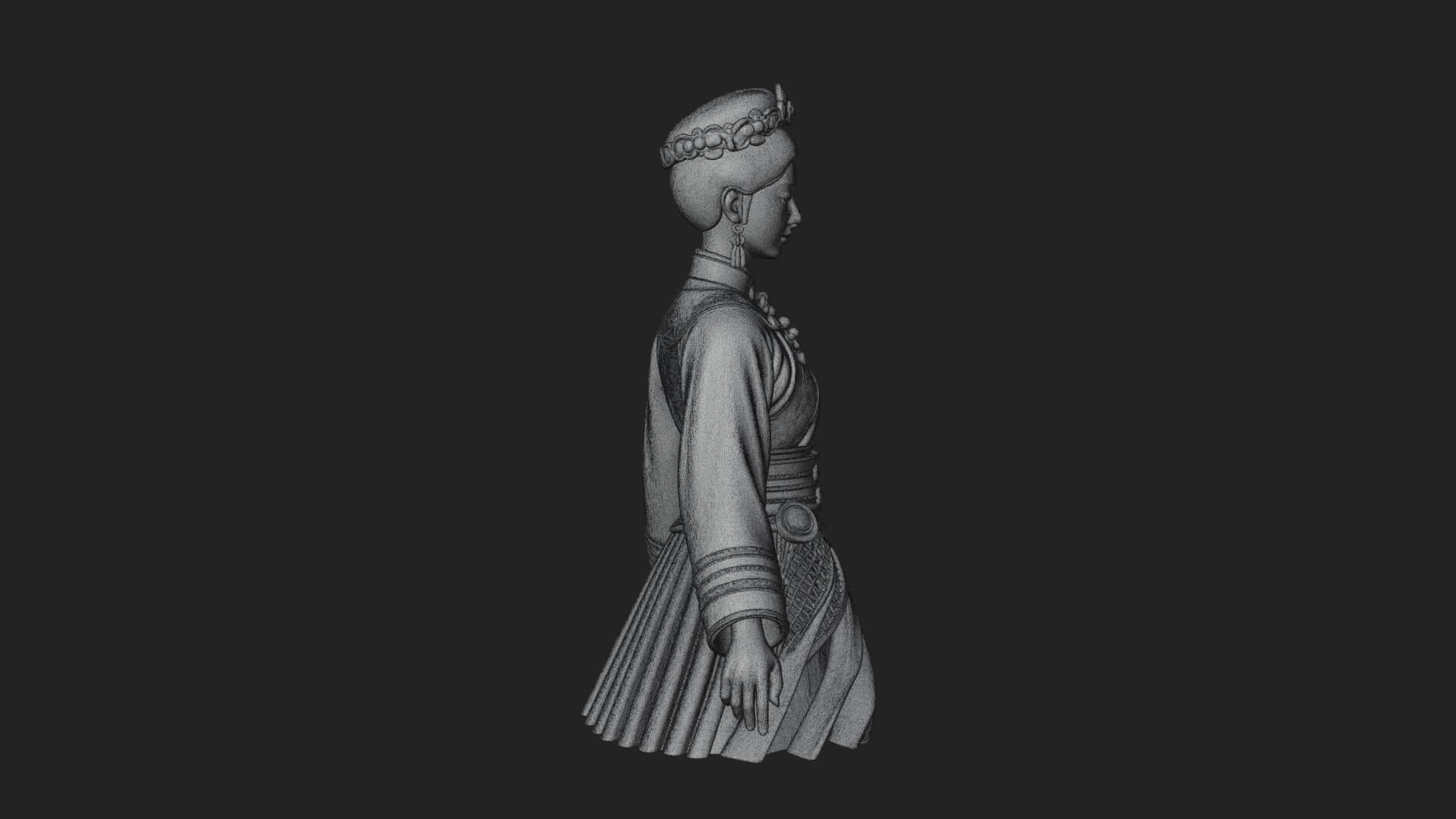 Hanfu Lady Standing Statue Design 6 3D Print Model 3D Model