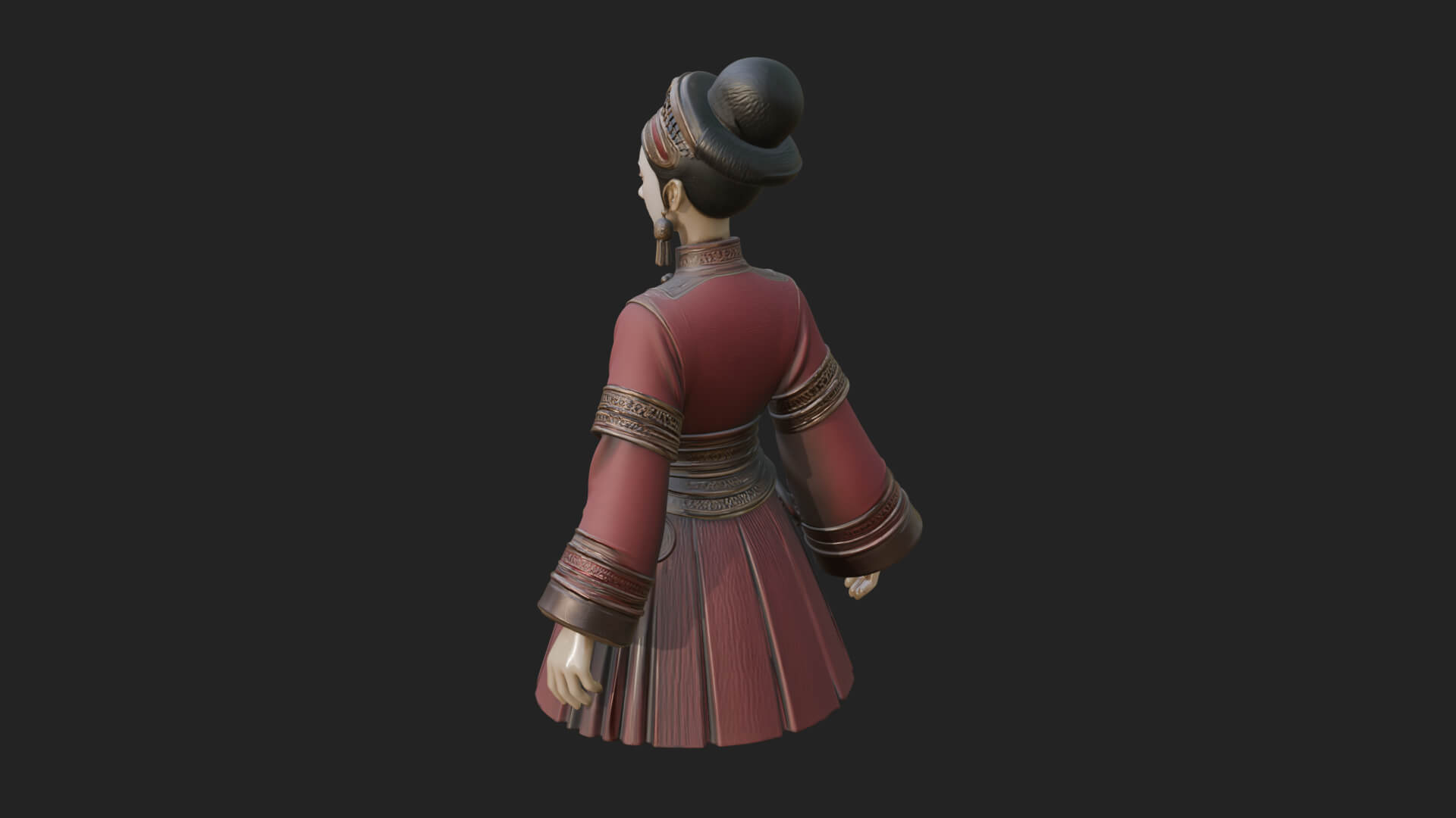 Hanfu Lady Standing Statue Design 7 3D Print Model 3D Model