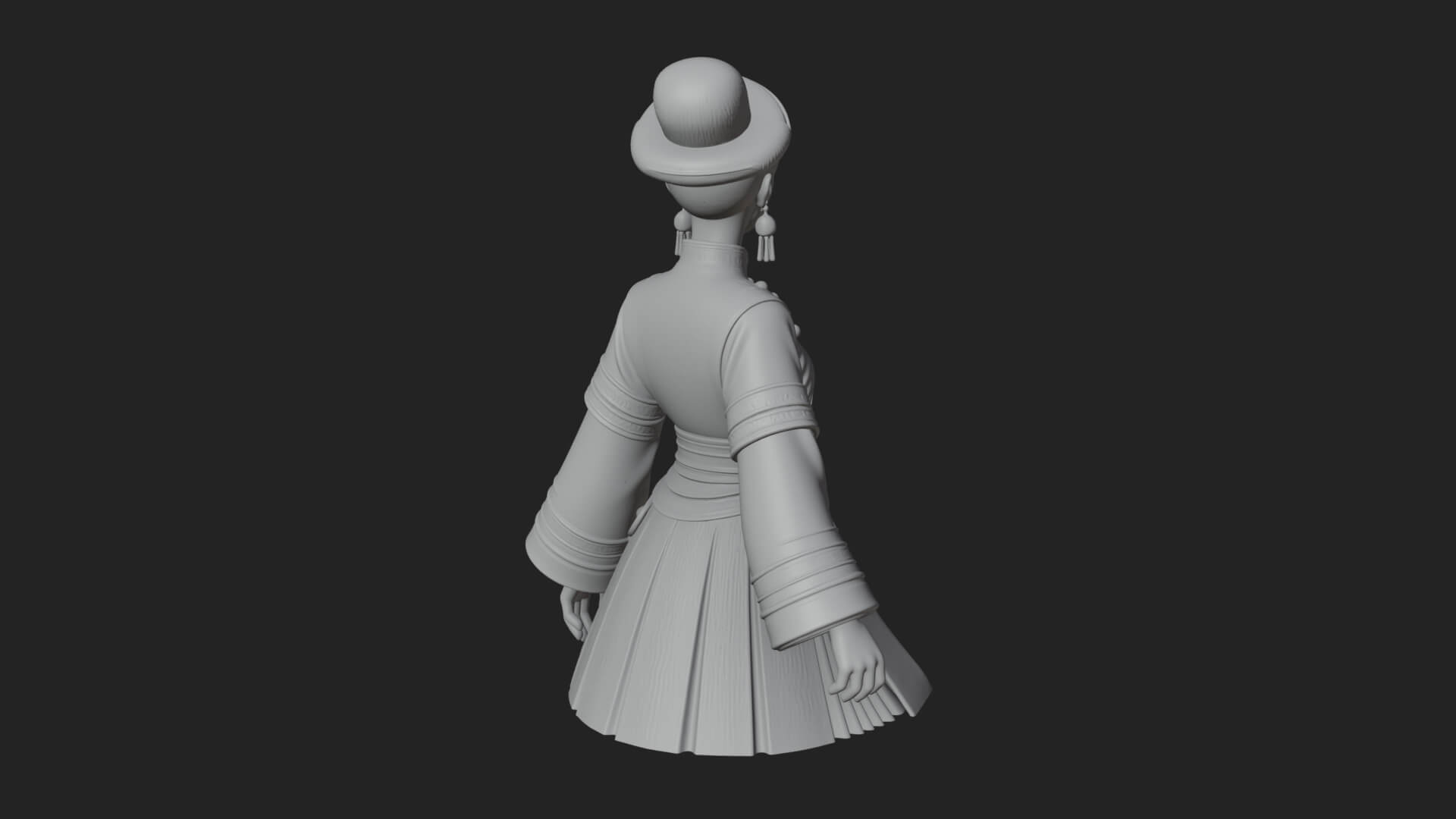Hanfu Lady Standing Statue Design 7 3D Print Model 3D Model