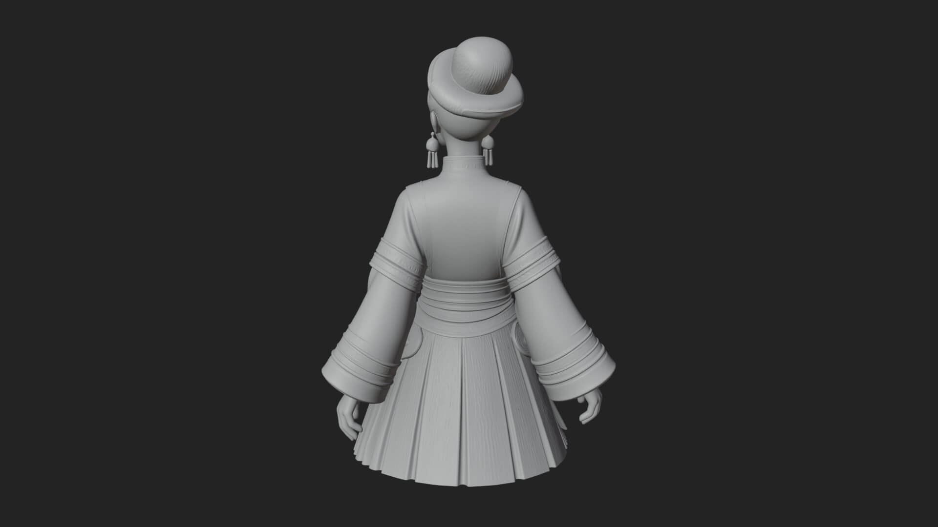 Hanfu Lady Standing Statue Design 7 3D Print Model 3D Model