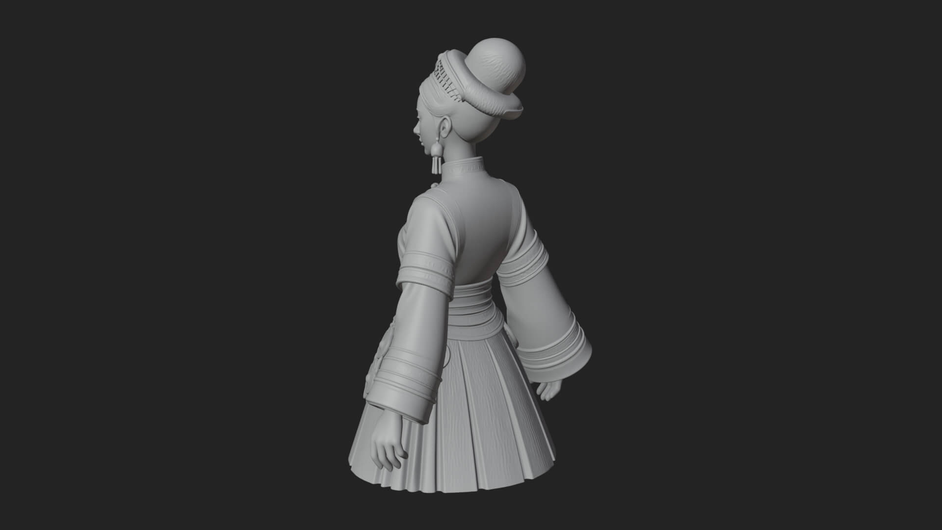 Hanfu Lady Standing Statue Design 7 3D Print Model 3D Model