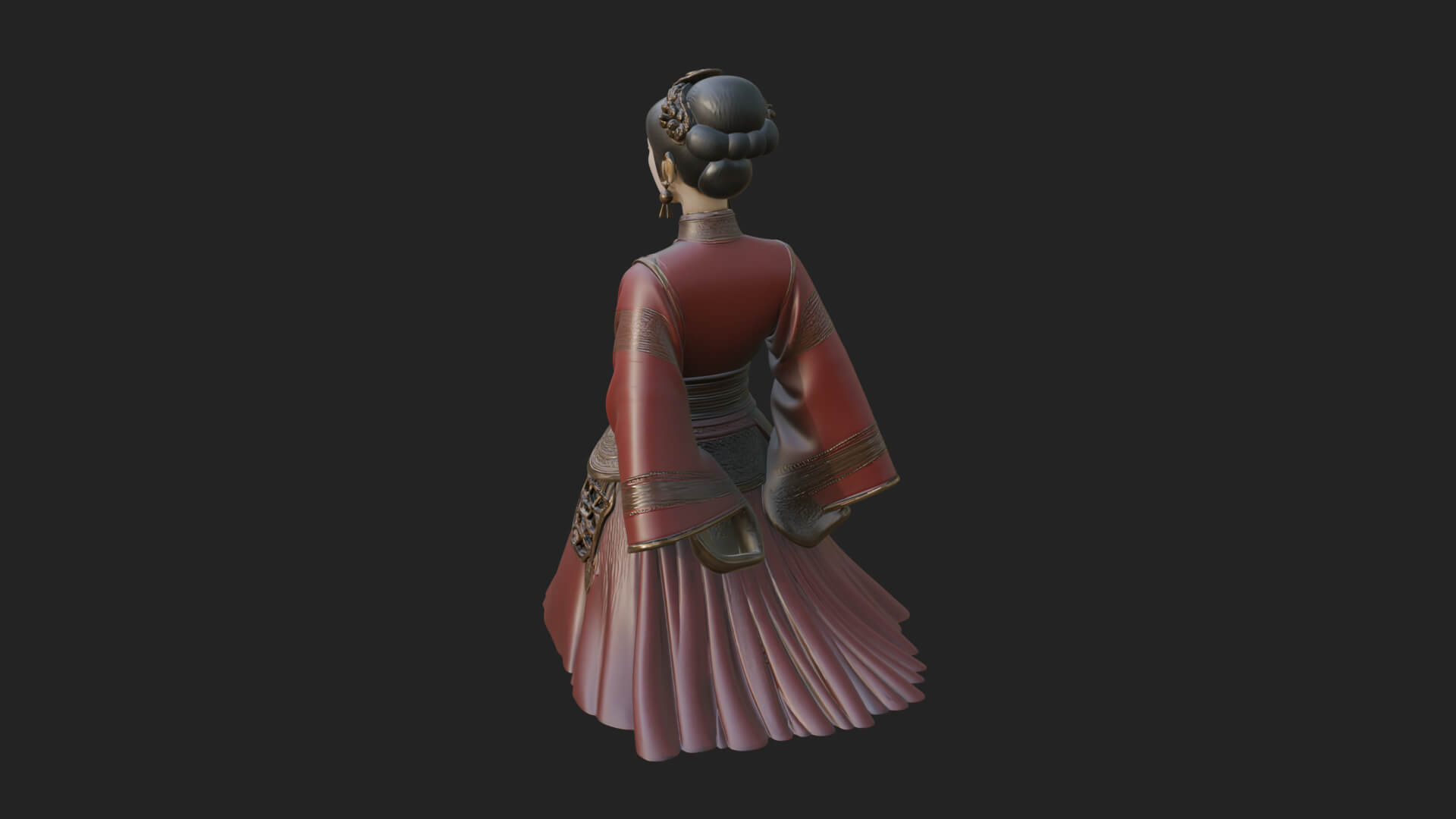 Hanfu Lady Standing Statue Design 8 3D Print Model 3D Model
